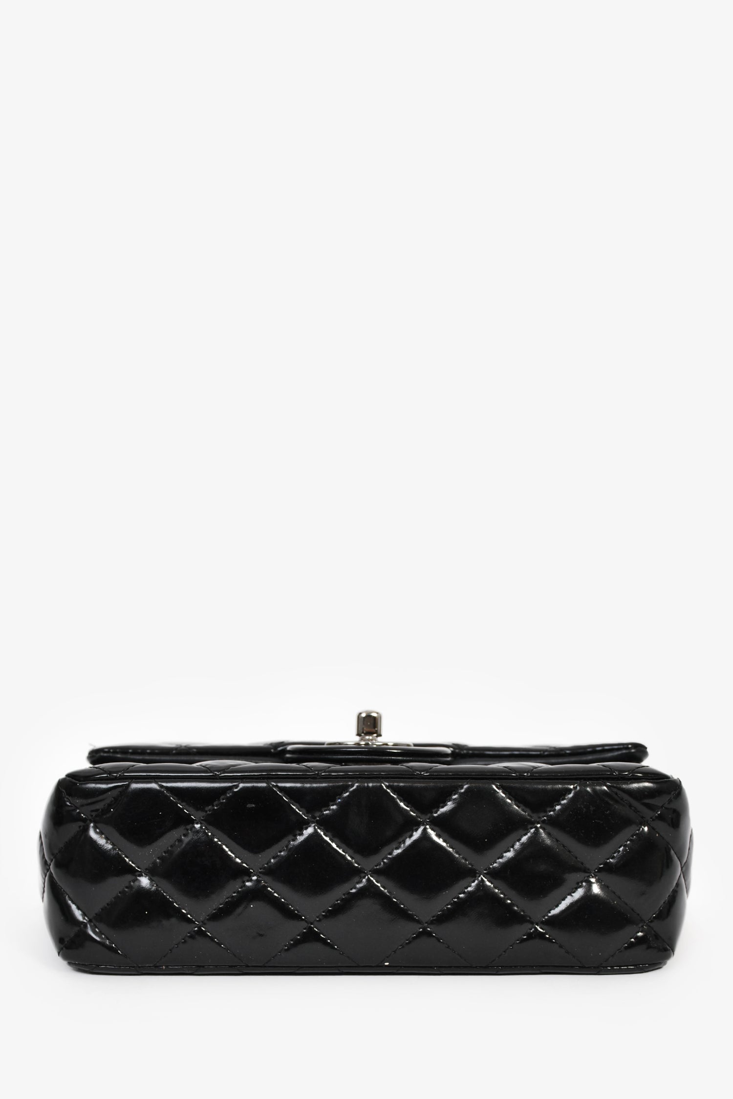 Pre-Loved Chanel™ 2014 Black Quilted Patent Leather Mini Flap