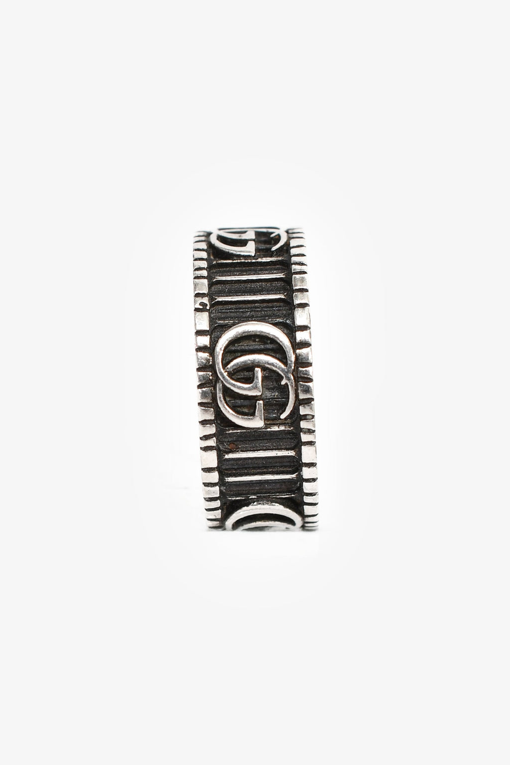 Gucci Sterling Silver Double G Rope Wide Ring Size 10