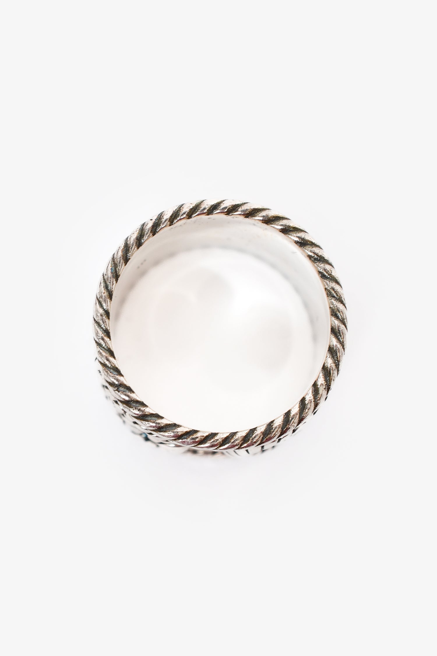 Gucci Sterling Silver Double G Rope Wide Ring Size 10