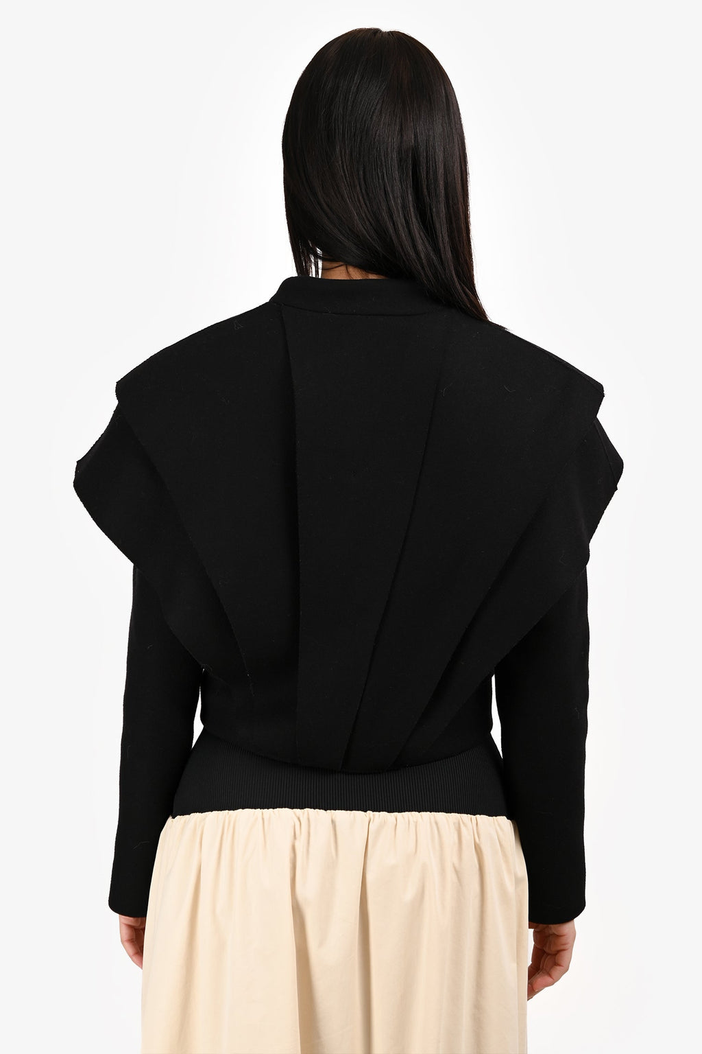 Cult Gaia Black Pleated Cropped Buttoned Jacket Estimated Size M