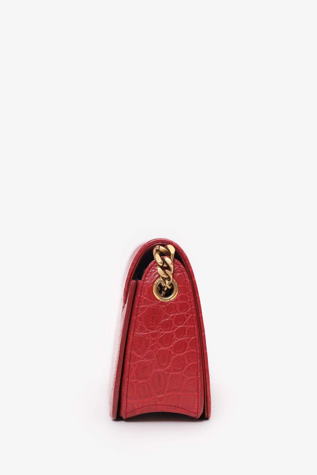 Saint Laurent Red Embossed Elise Shoulder Bag
