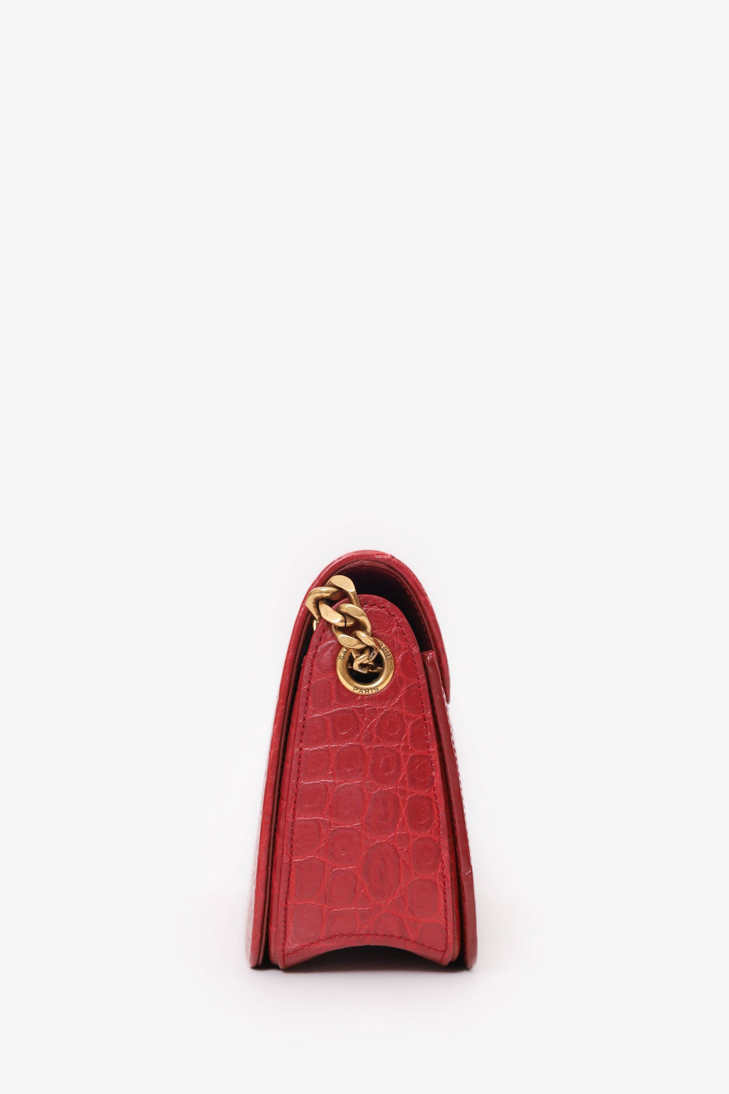 Saint Laurent Red Embossed Elise Shoulder Bag