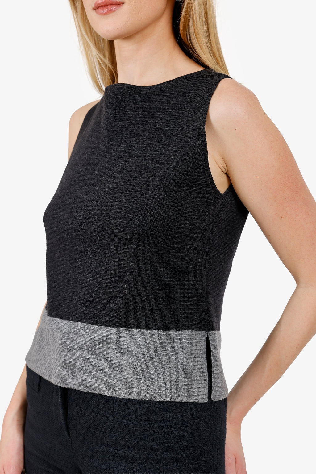 Moschino Jeans Dark Grey/Grey Sleeveless Top + igan Size 12