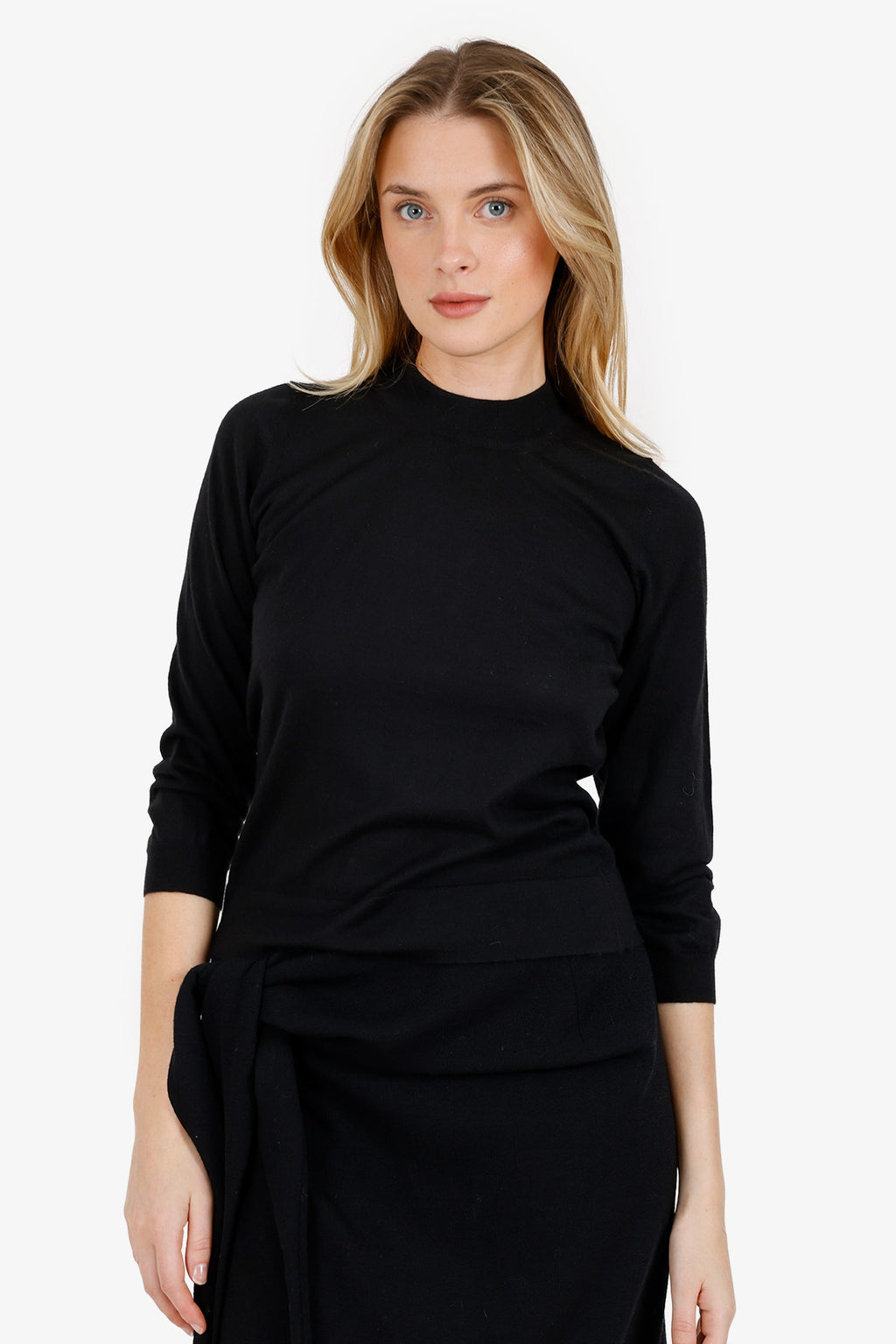 Marlowe Black Cashmere/Silk Mock Neck Top Size M