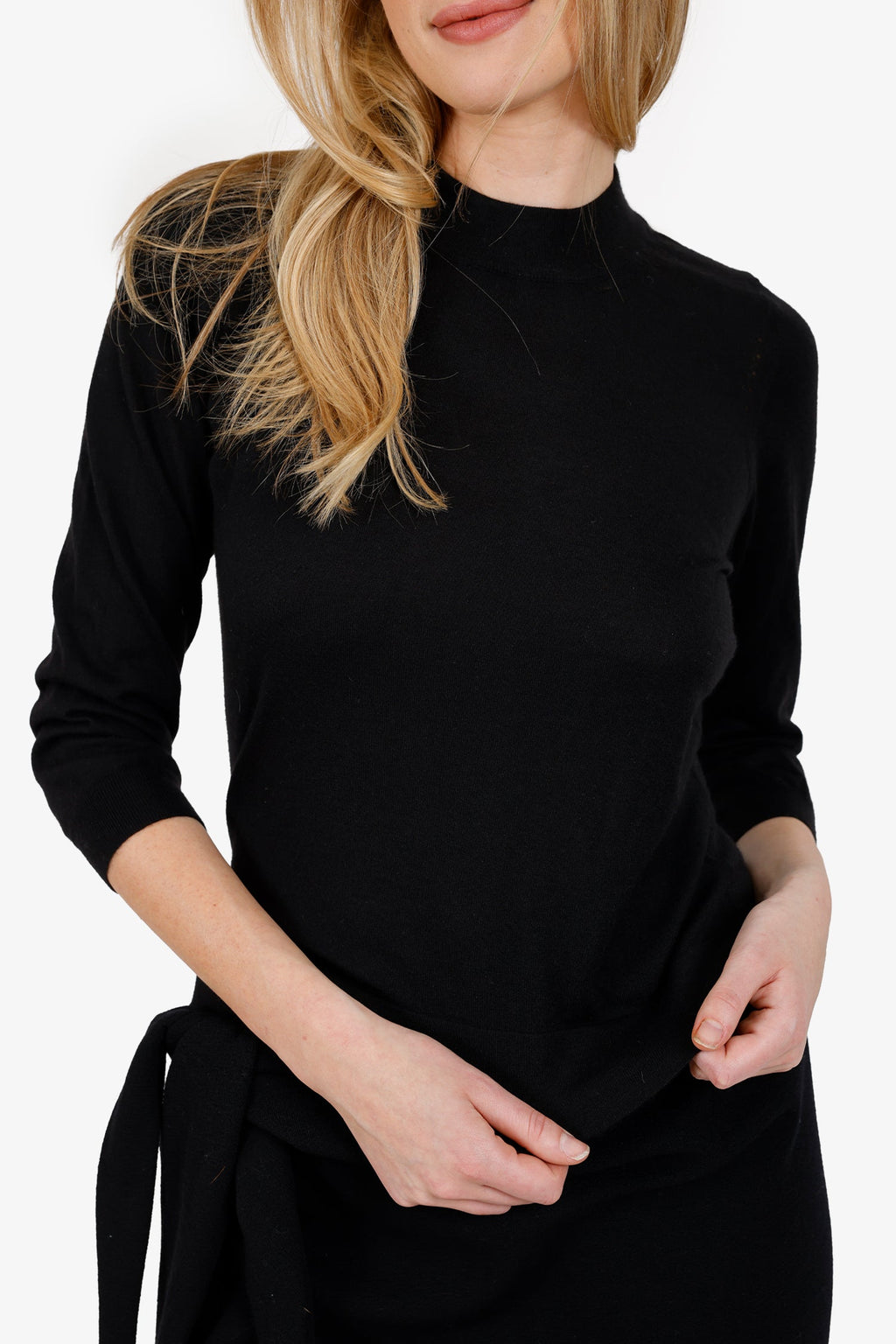 Marlowe Black Cashmere/Silk Mock Neck Top Size M