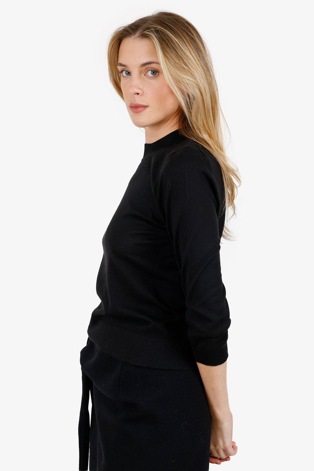 Marlowe Black Cashmere/Silk Mock Neck Top Size M