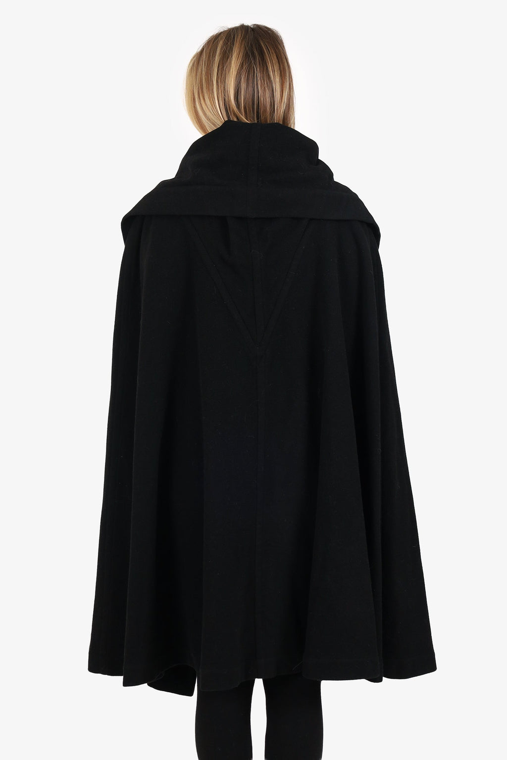 Yves Saint Laurent Black Vintage Hooded Cape Estimated Size M
