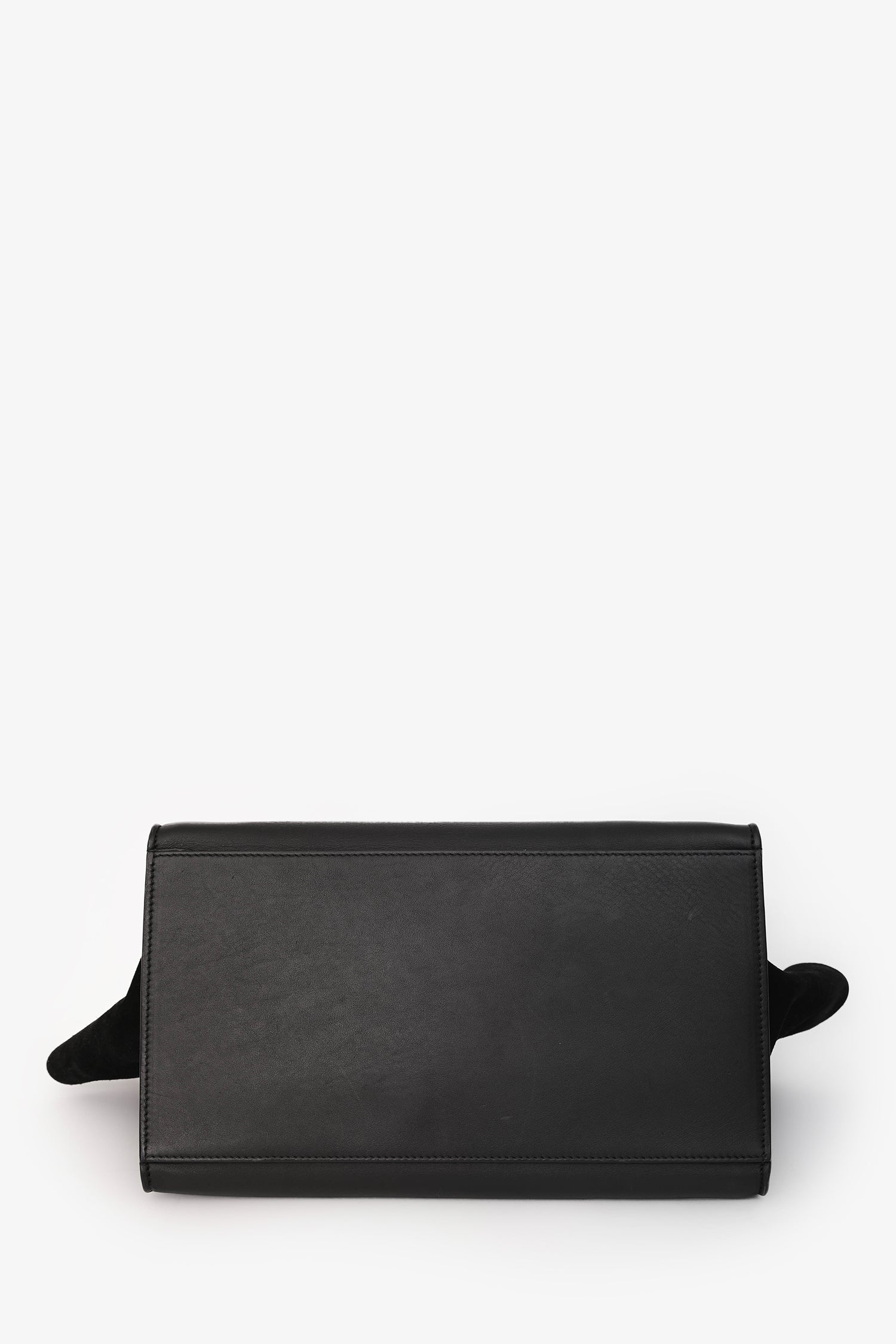 Celine 2011 Black Croc Embossed Leather Medium Trapeze Shoulder Bag