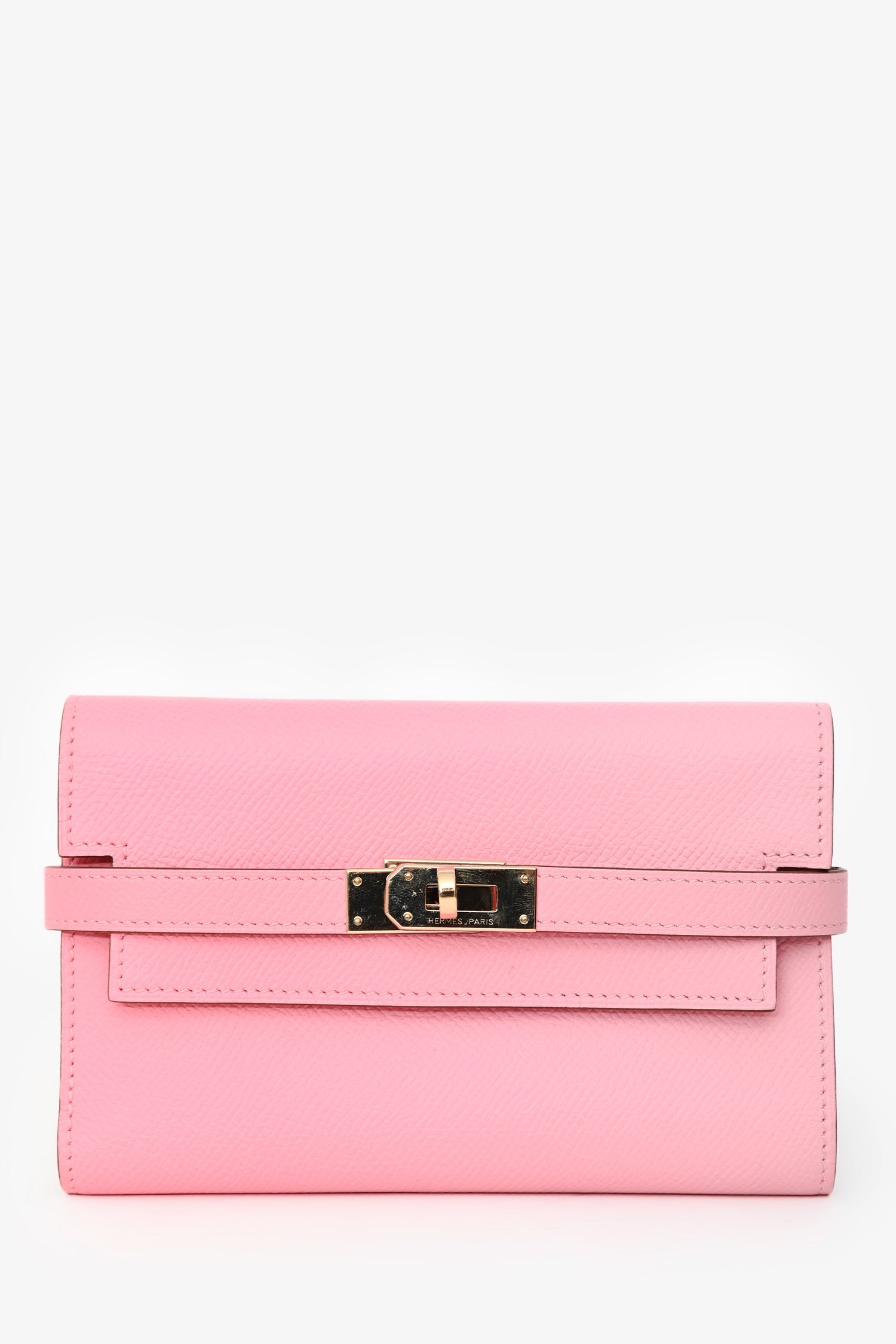 Hermès 2016 Pink Epsom Leather Kelly Depliant Medium Trifold Wallet