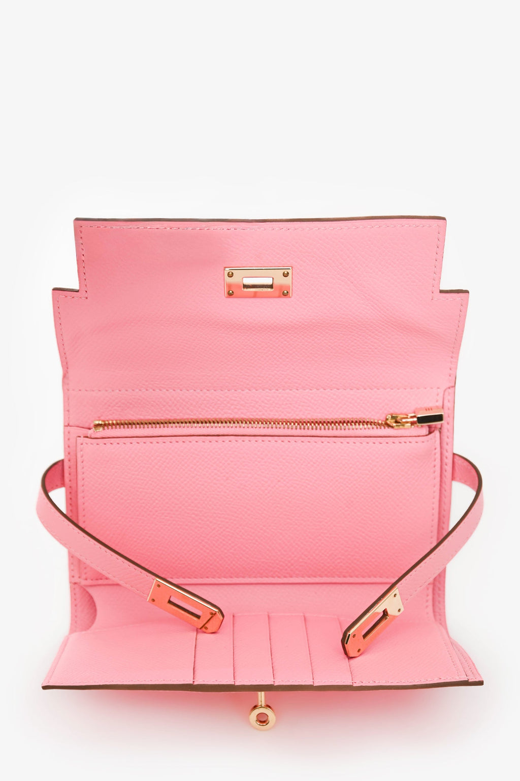 Hermès 2016 Pink Epsom Leather Kelly Depliant Medium Trifold Wallet