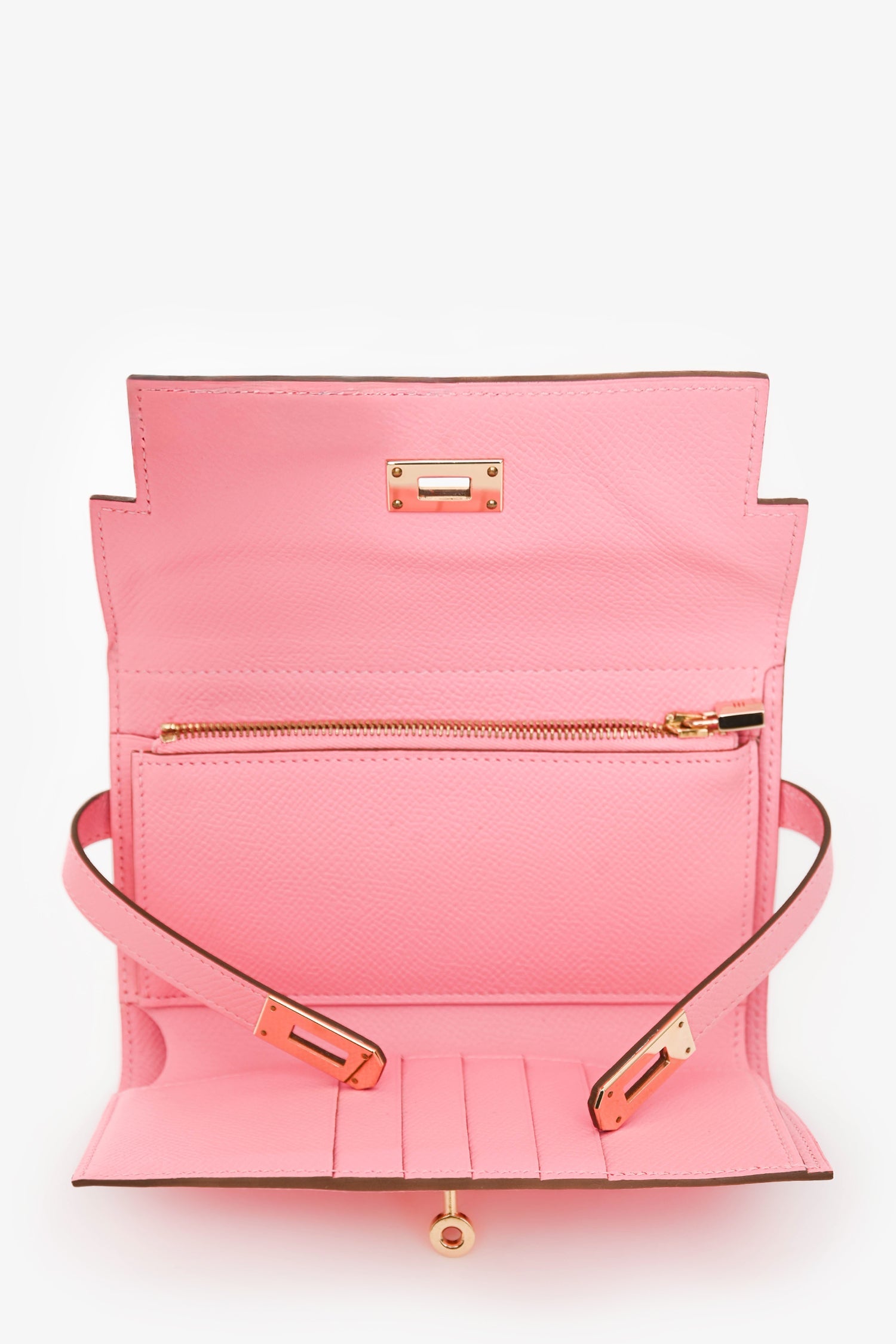 Hermès 2016 Pink Epsom Leather Kelly Depliant Medium Trifold Wallet