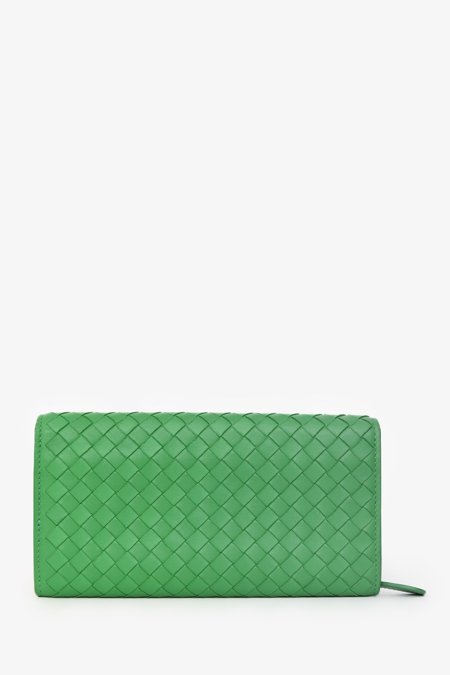 Bottega Veneta Parakeet Intrecciato Leather Full Zip Long Wallet
