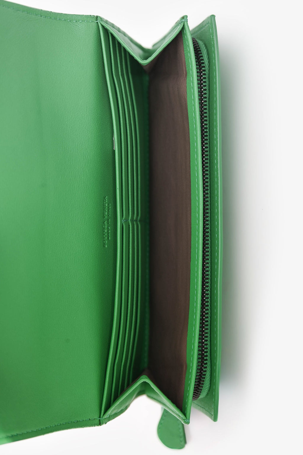 Bottega Veneta Parakeet Intrecciato Leather Full Zip Long Wallet