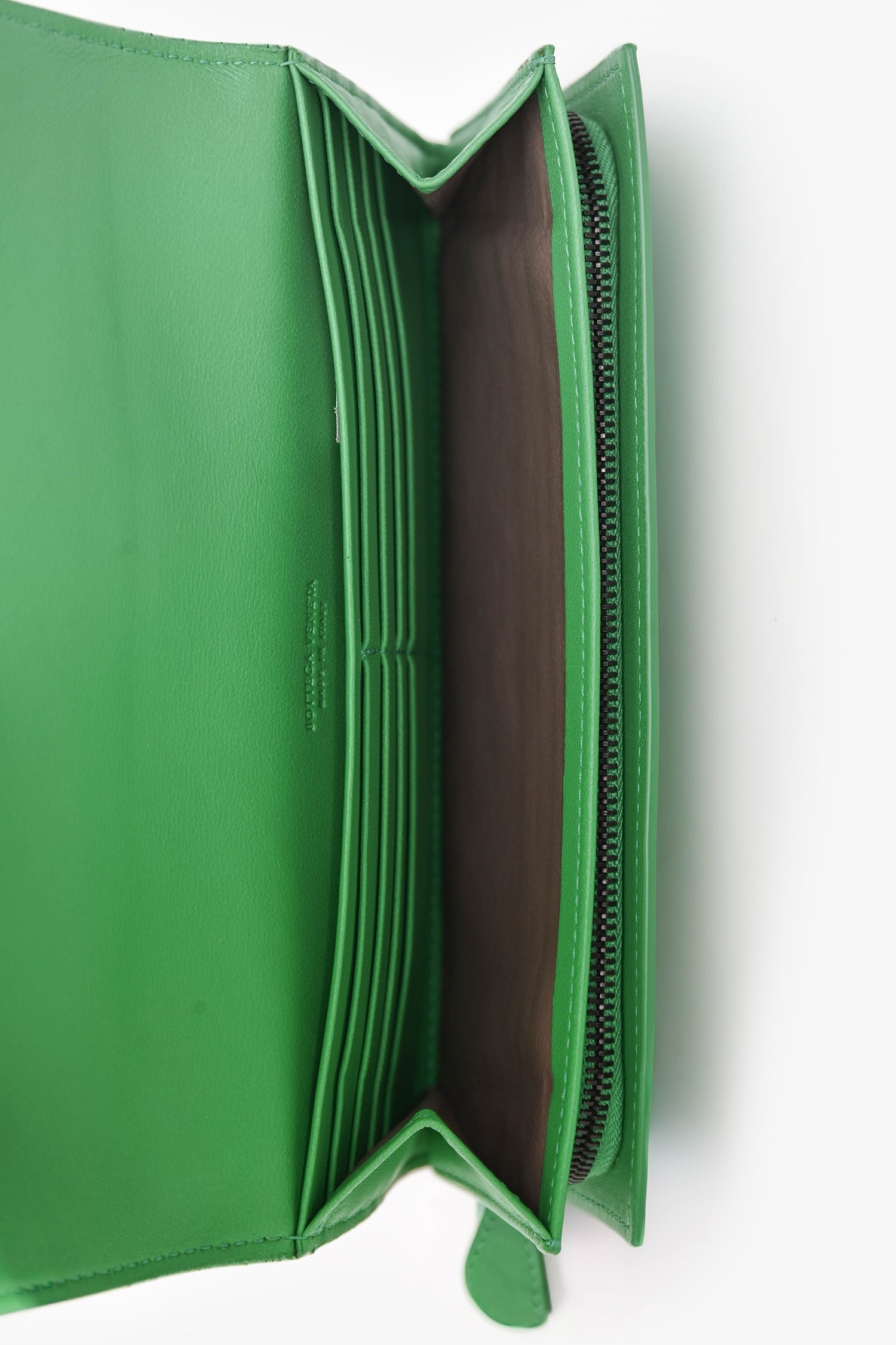 Bottega Veneta Parakeet Intrecciato Leather Full Zip Long Wallet