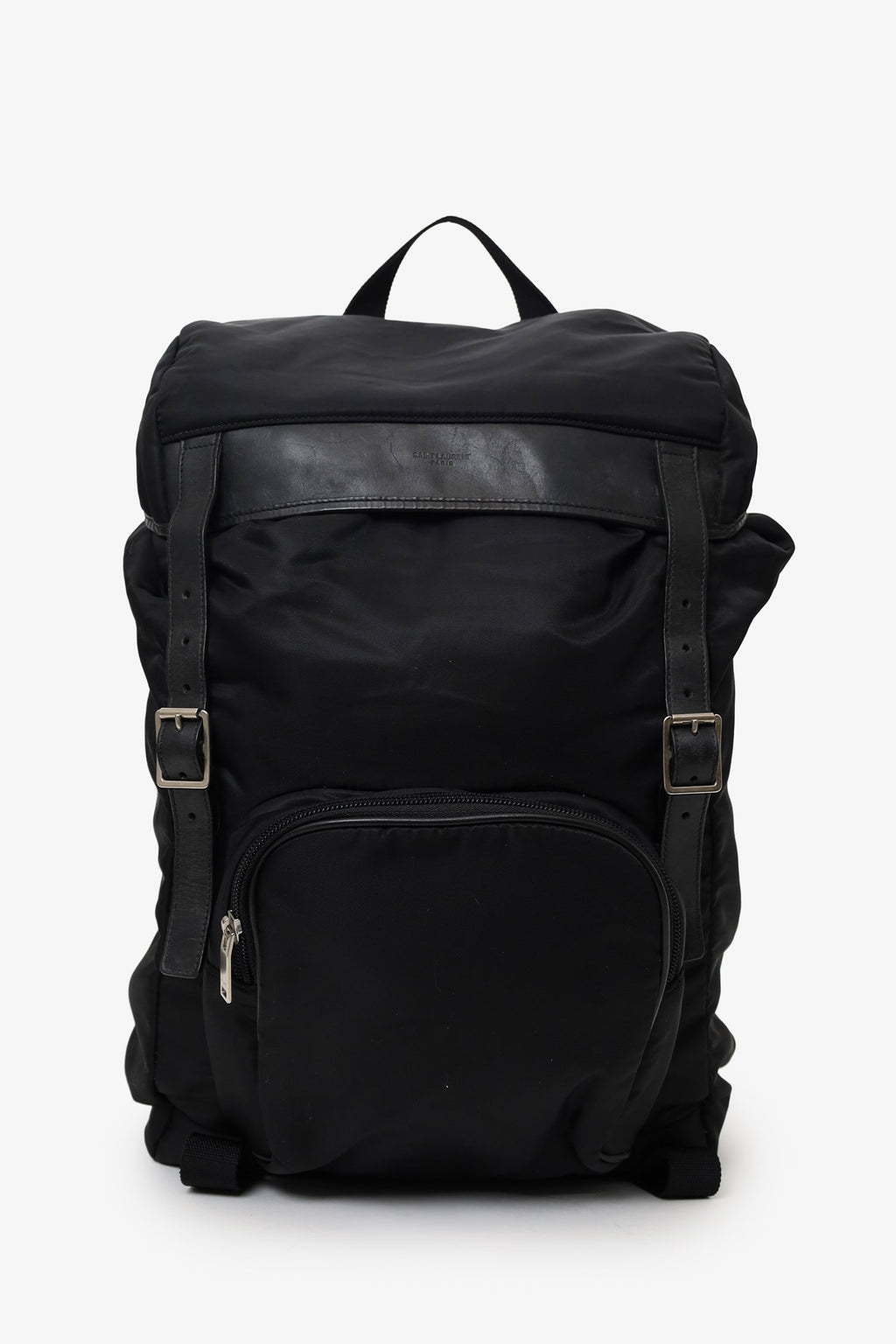 Saint Laurent Black Nylon/Leather Buckled Backpack