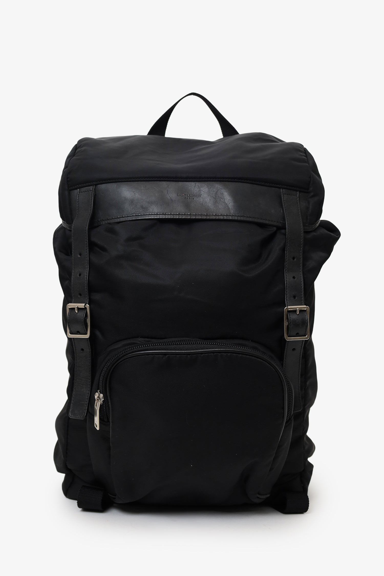 Saint Laurent Black Nylon/Leather Buckled Backpack