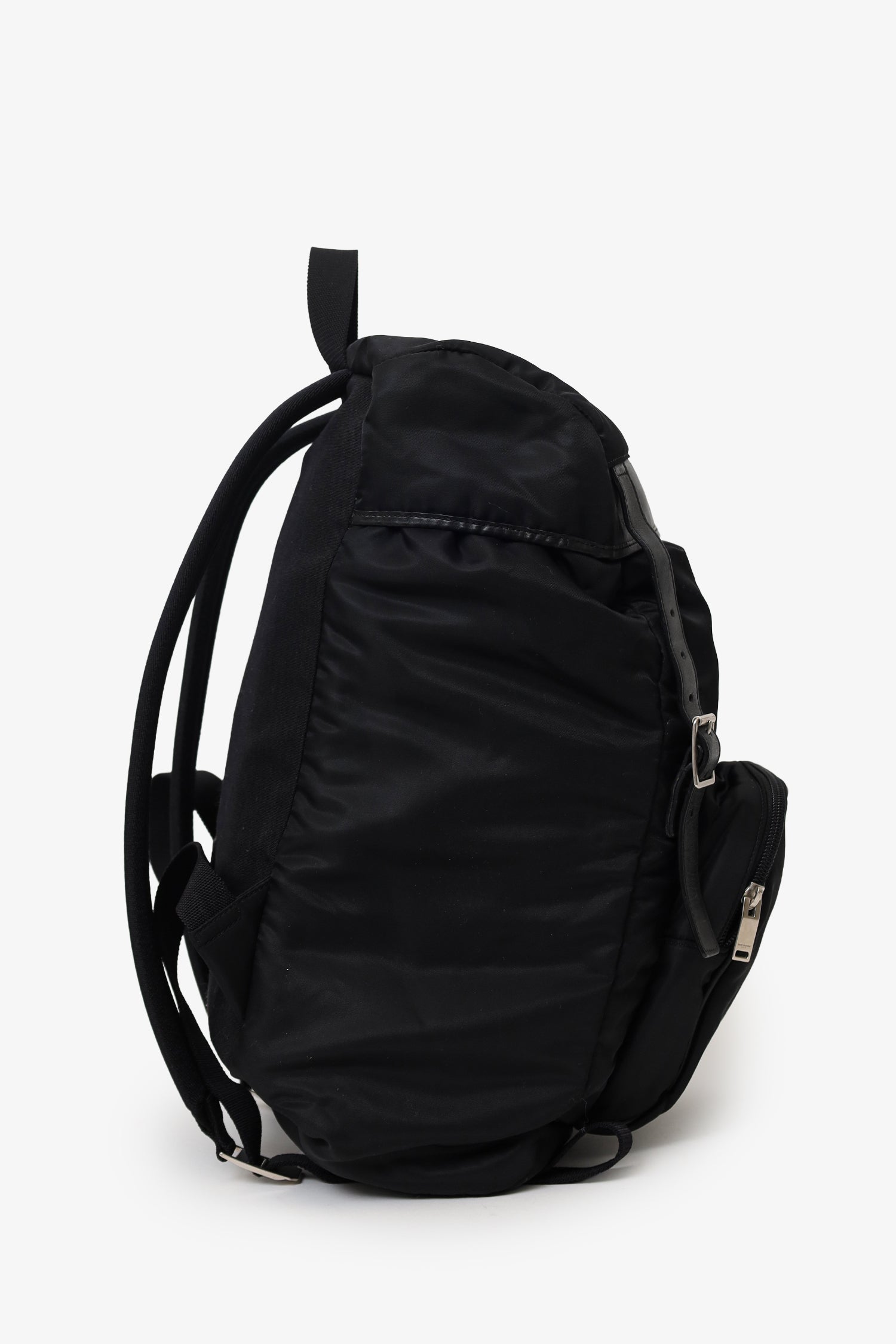 Saint Laurent Black Nylon/Leather Buckled Backpack