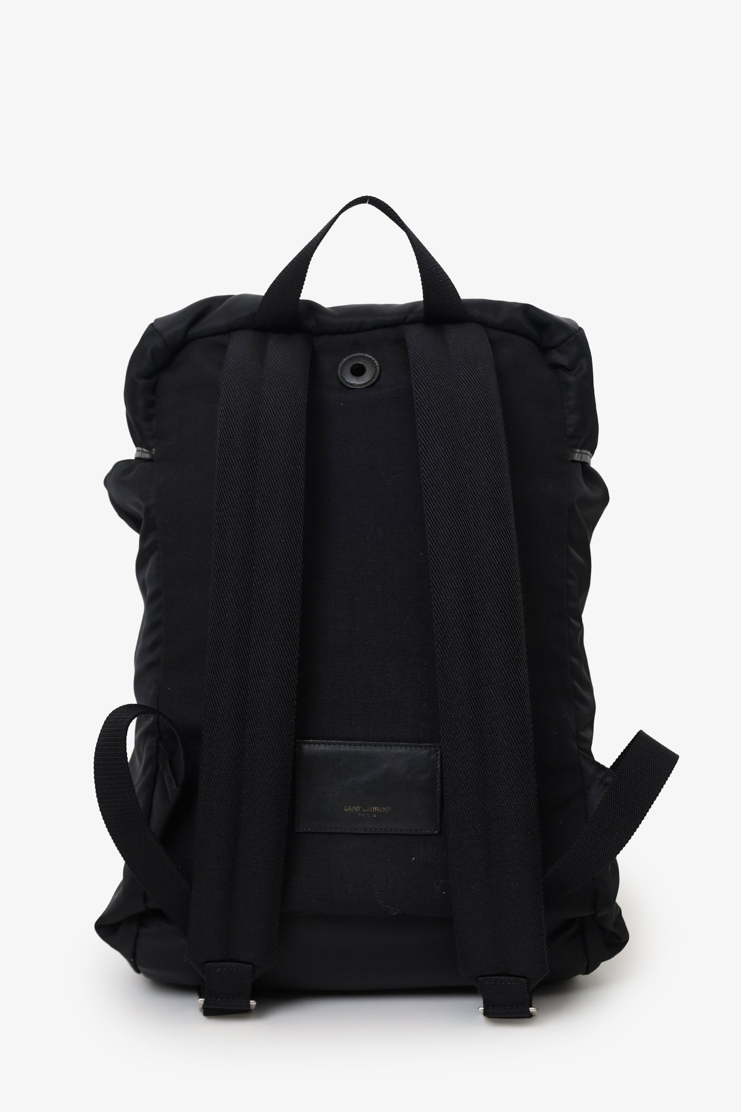 Saint Laurent Black Nylon/Leather Buckled Backpack