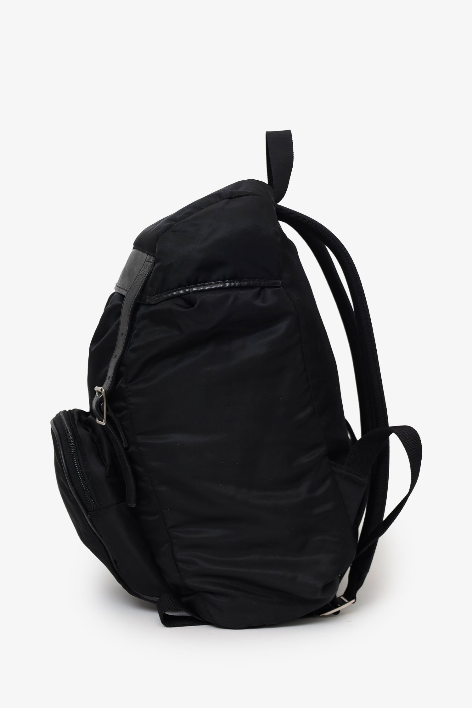 Saint Laurent Black Nylon/Leather Buckled Backpack