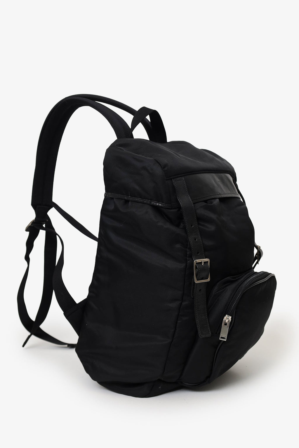 Saint Laurent Black Nylon/Leather Buckled Backpack