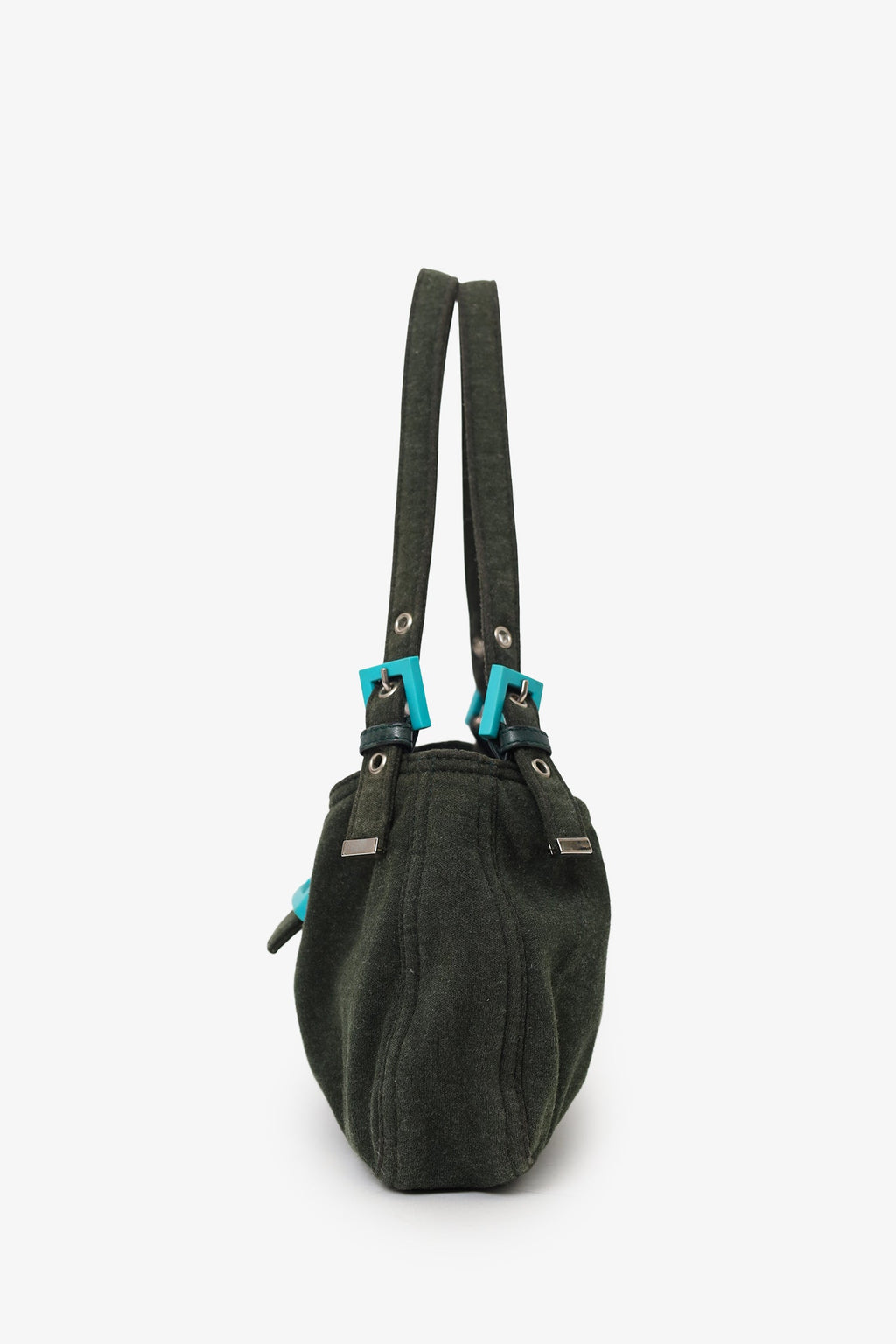 Fendi Green/Blue Jersey Double Strap Mama Baguette Bag