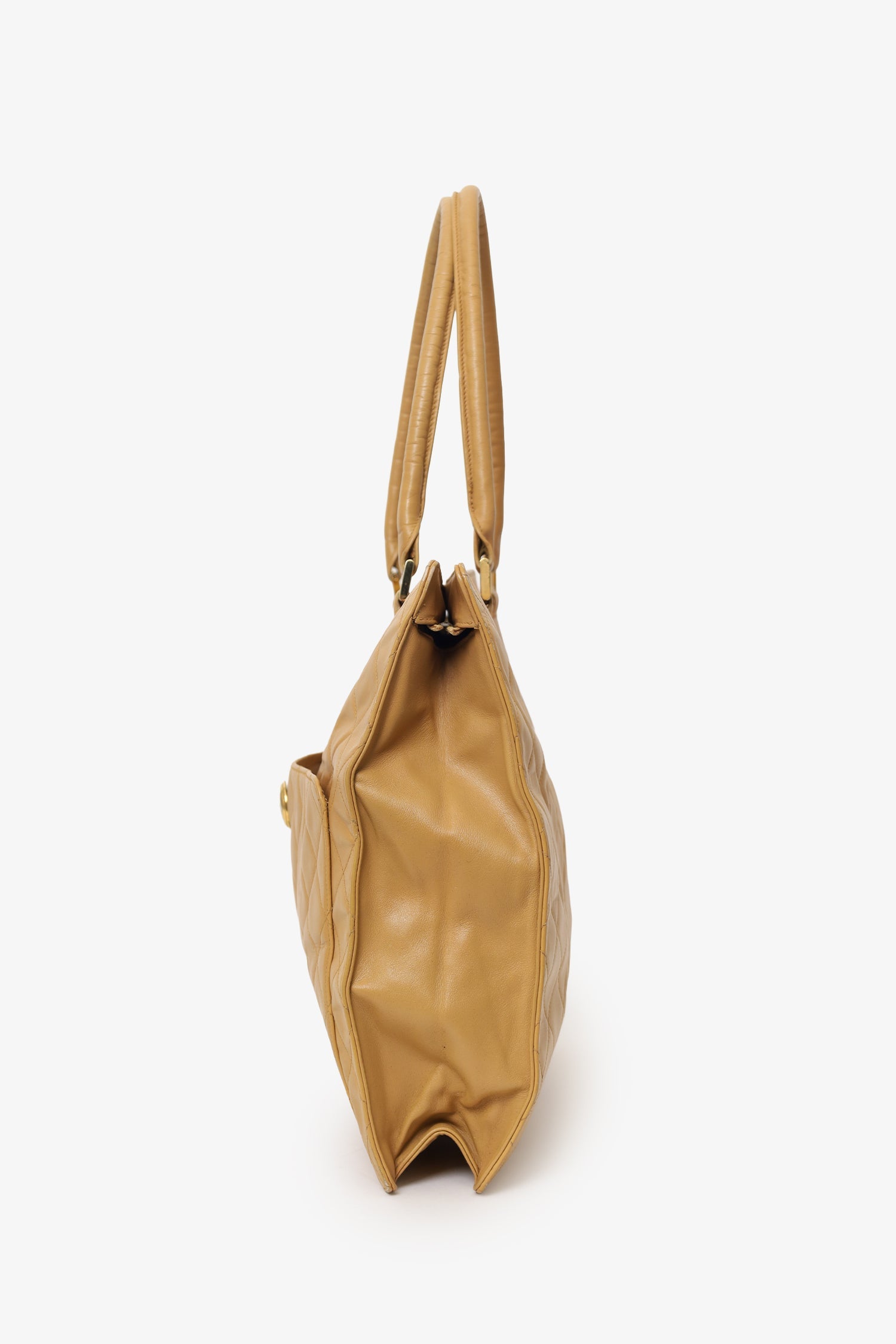 Pre-Loved Chanel™ Vintage Beige Quilted Lambskin CC Briefcase