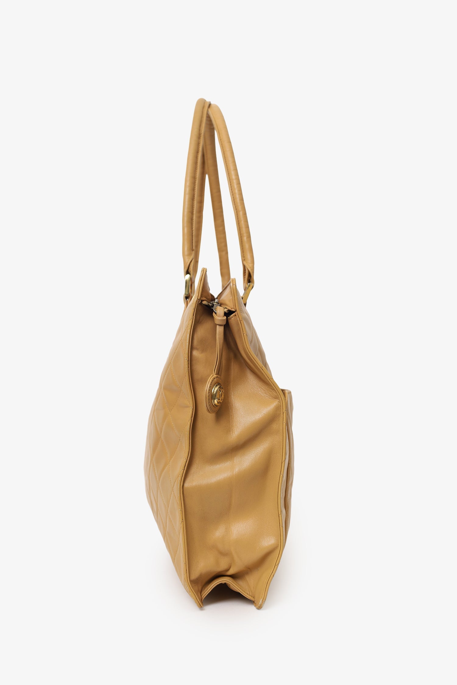Pre-Loved Chanel™ Vintage Beige Quilted Lambskin CC Briefcase