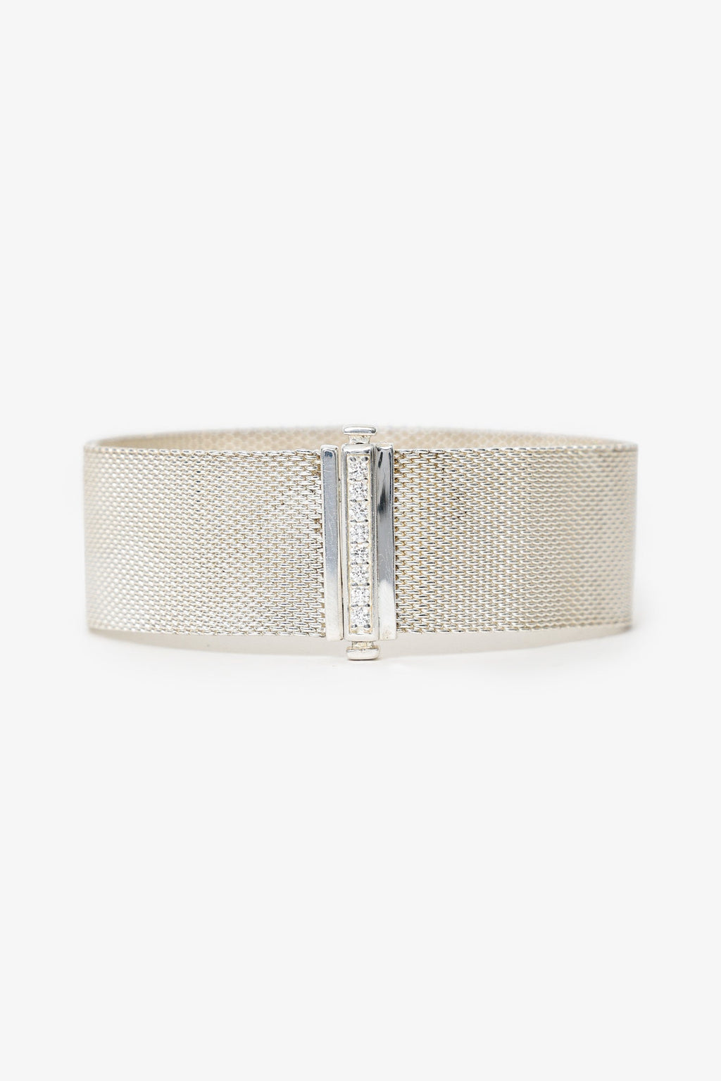 Tiffany & Co Sterling Silver Diamond Mesh Somerset Bracelet