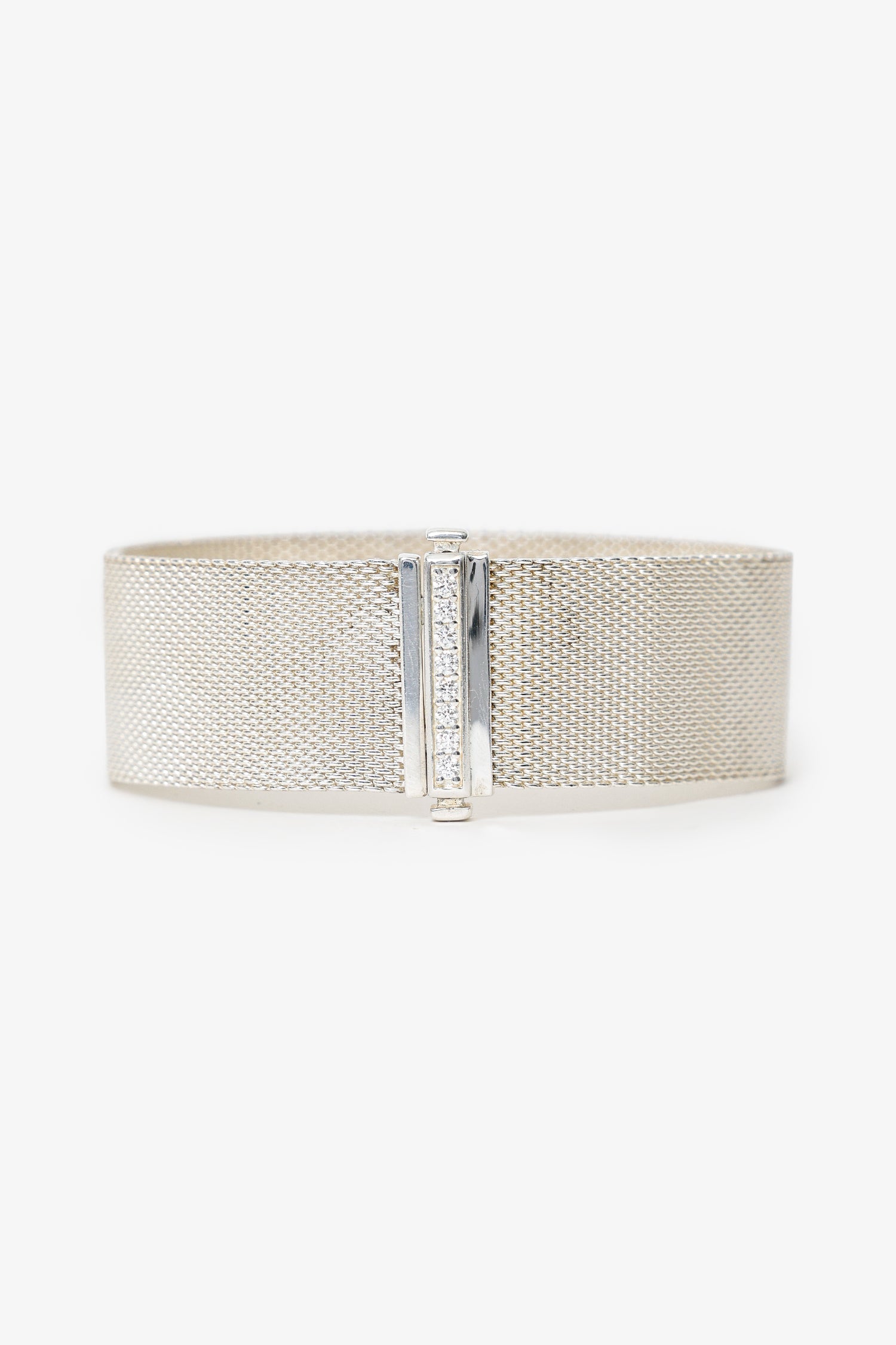 Tiffany & Co Sterling Silver Diamond Mesh Somerset Bracelet