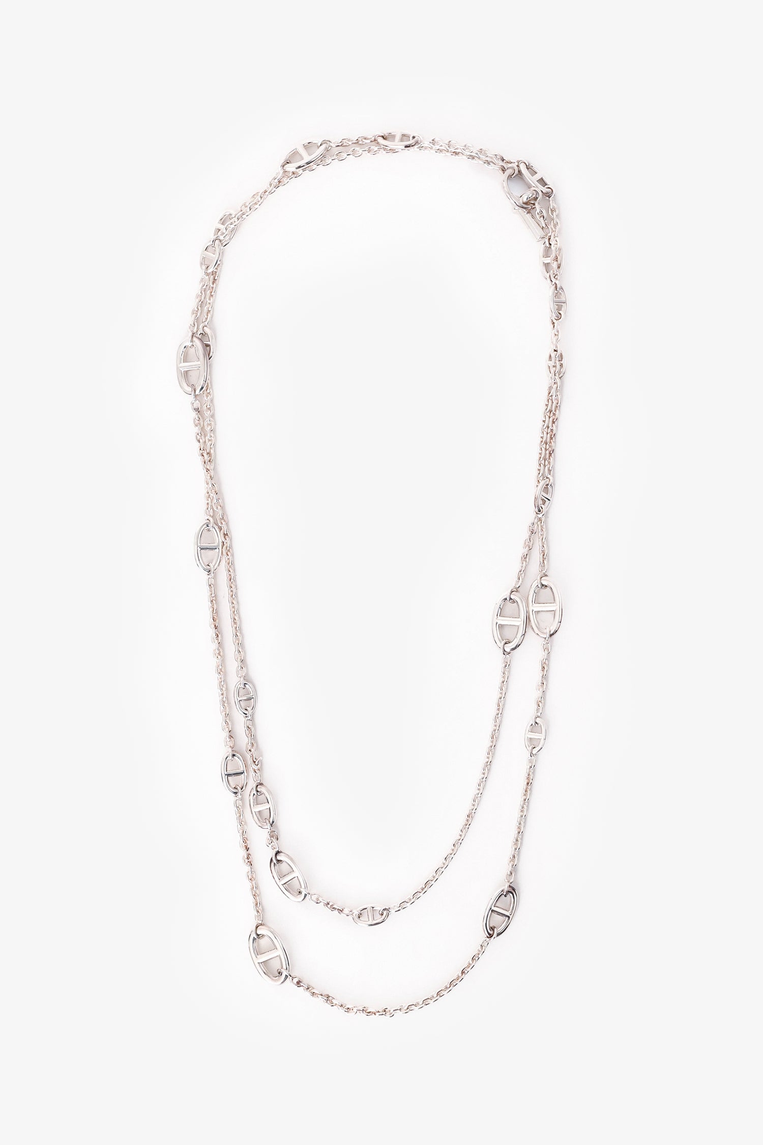 Hermès Sterling Silver Farandole Long Necklace 160