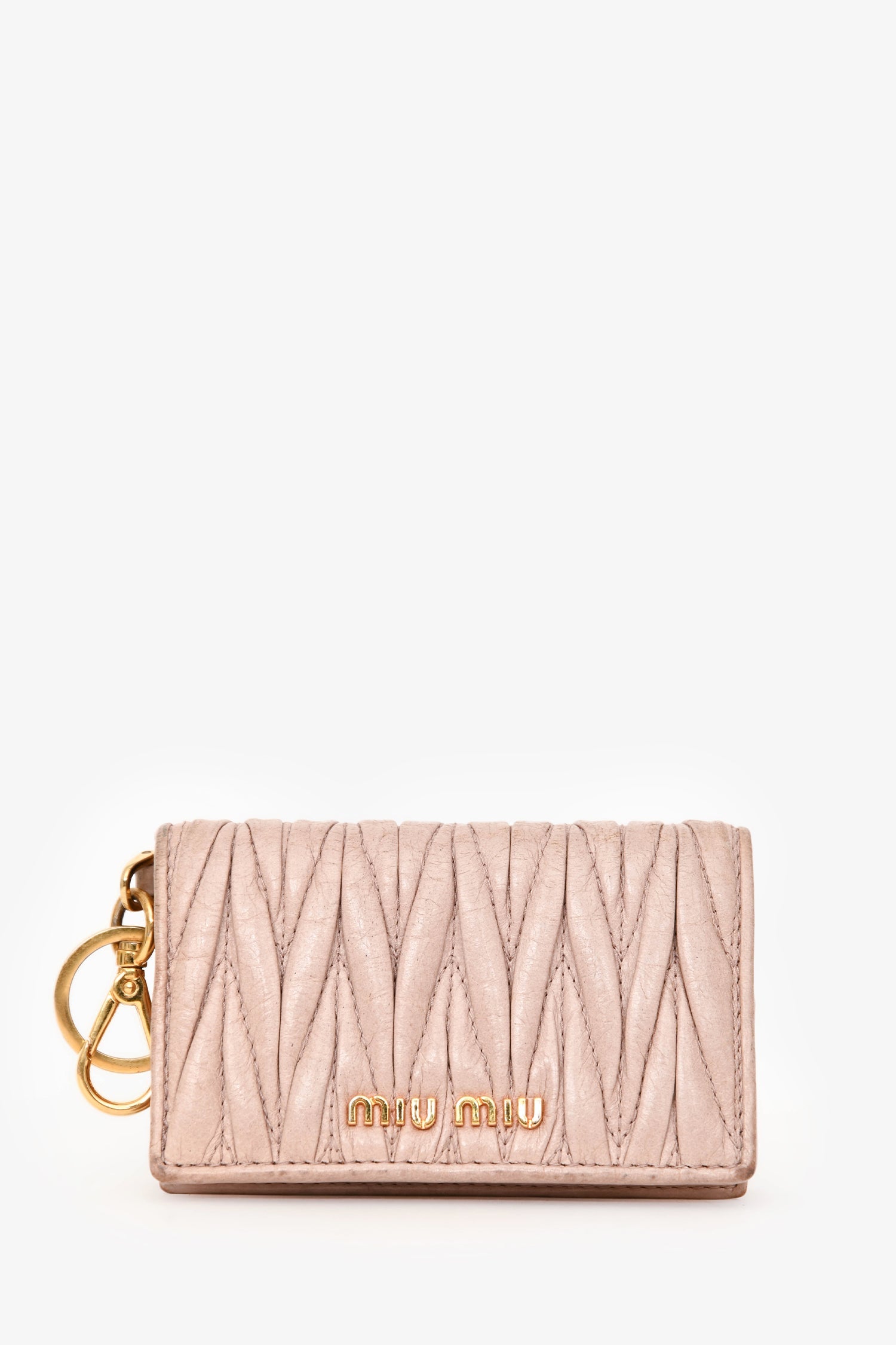 Miu Miu Cream Matelassé Leather holder Keychain