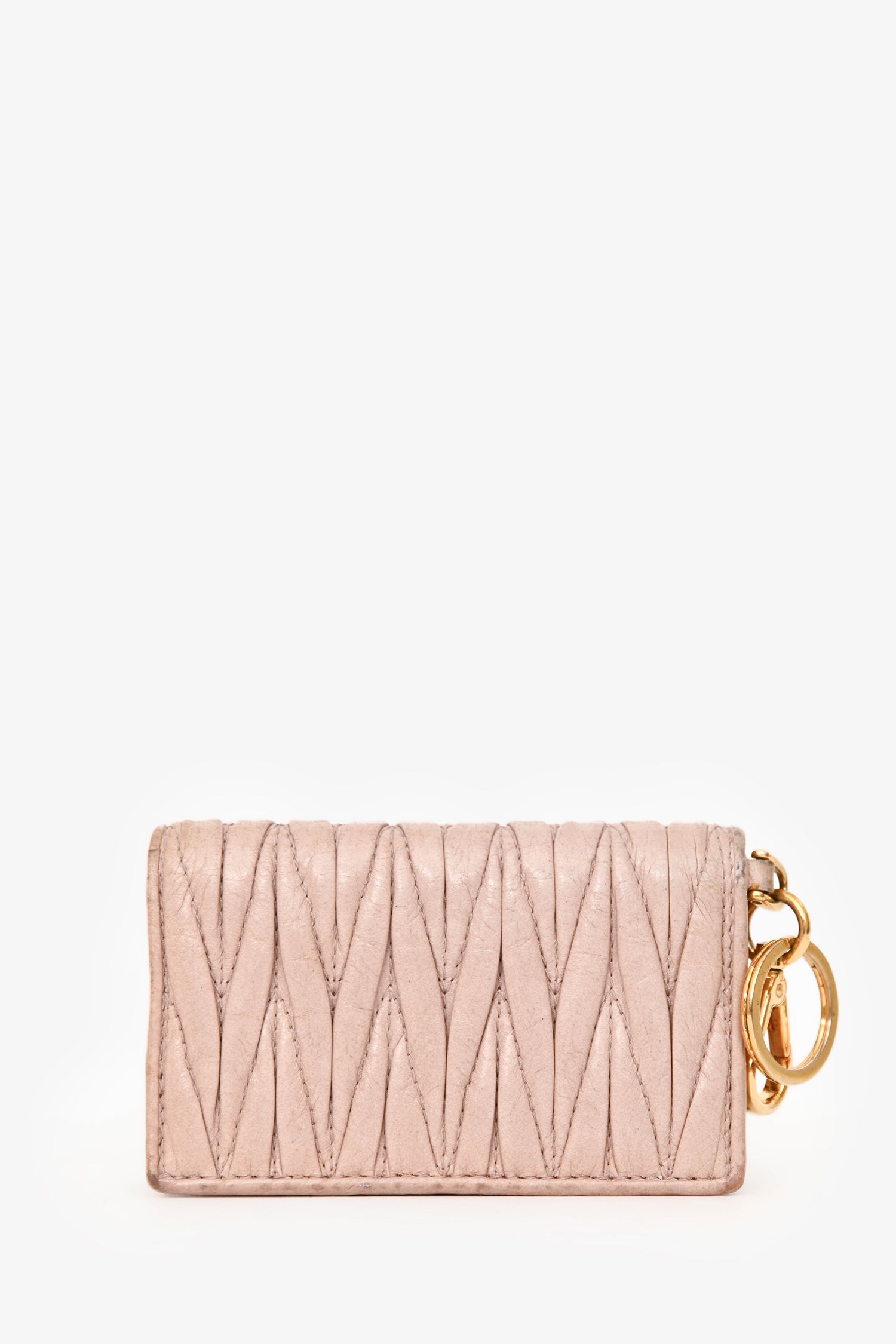 Miu Miu Cream Matelassé Leather holder Keychain