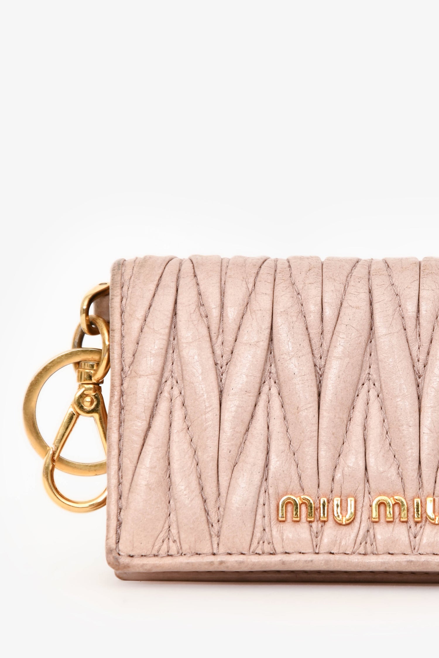 Miu Miu Cream Matelassé Leather holder Keychain