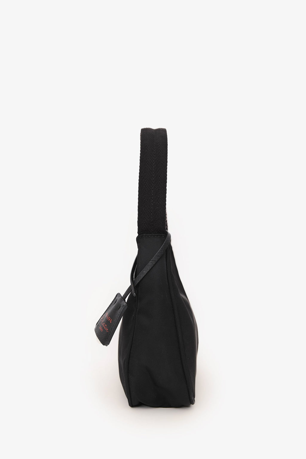 Prada Black Nylon Red Logo Re-Edition 2000 Shoulder Bag