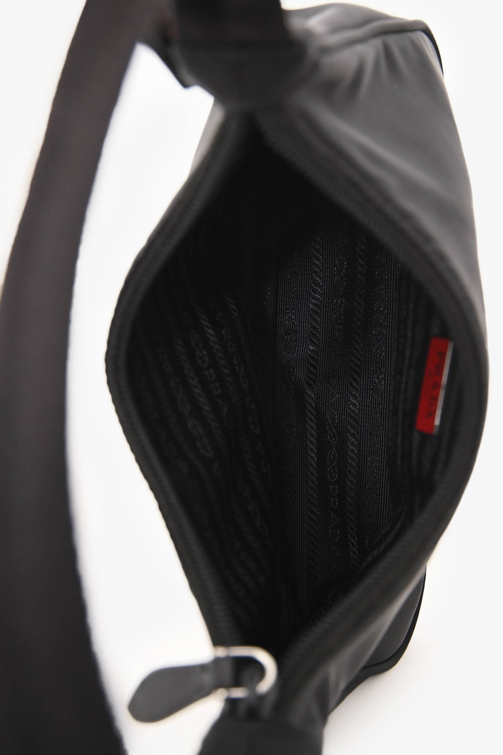 Prada Black Nylon Red Logo Re-Edition 2000 Shoulder Bag