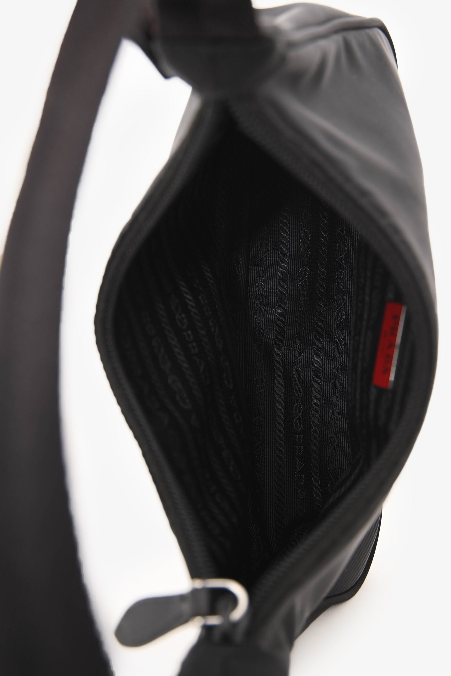 Prada Black Nylon Red Logo Re-Edition 2000 Shoulder Bag