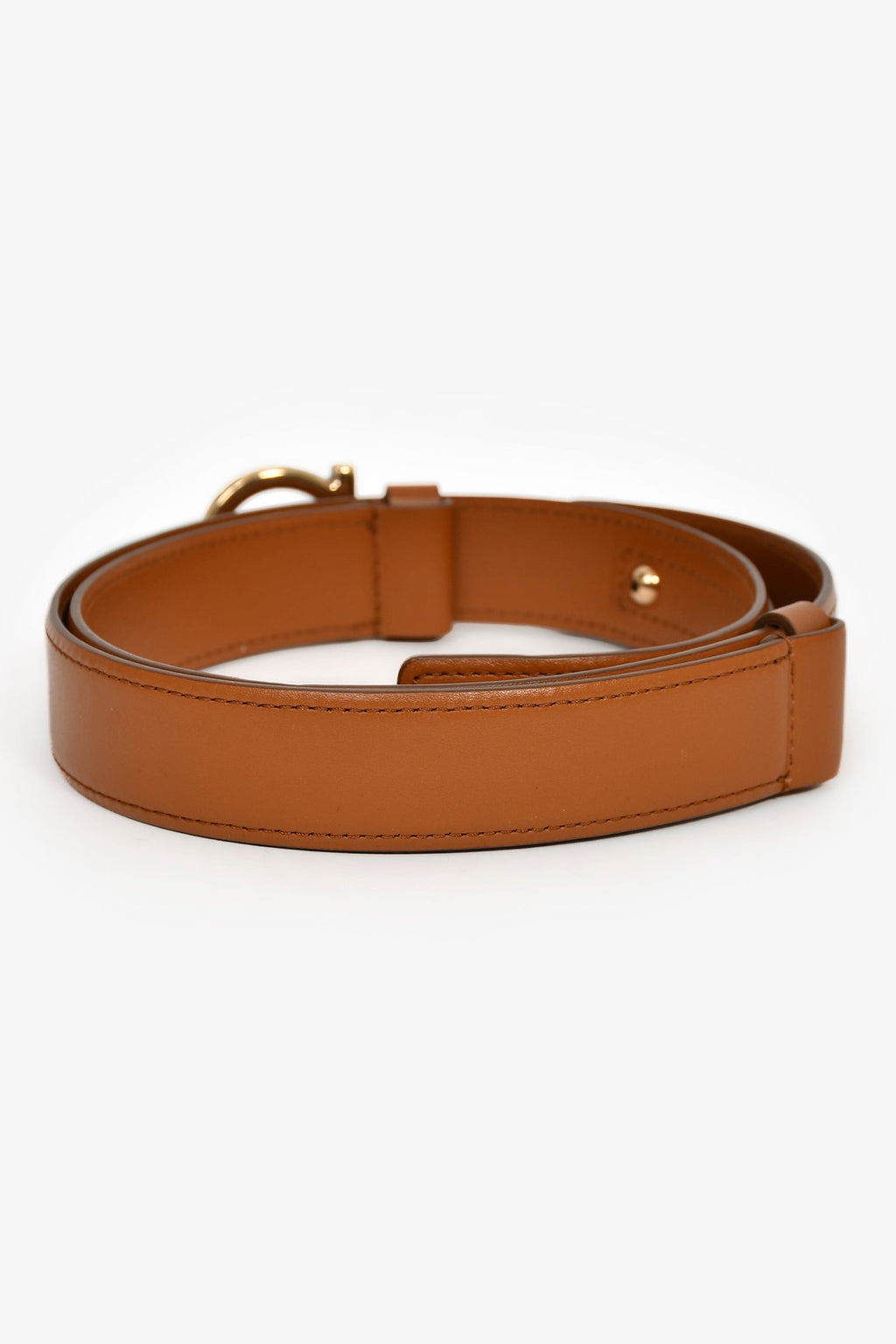 Salvatore Ferragamo Brown Leather Skinny Belt Size 70