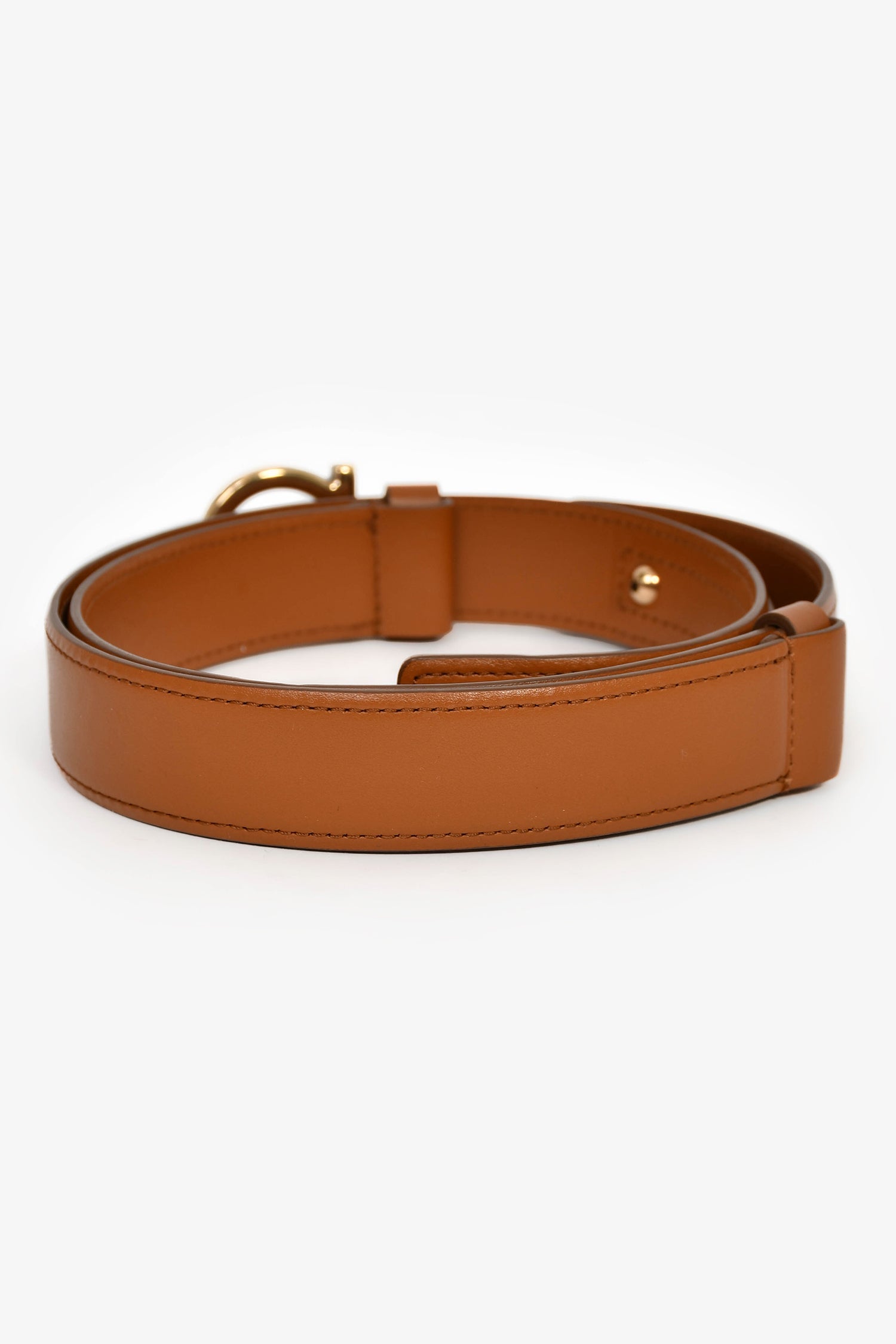 Salvatore Ferragamo Brown Leather Skinny Belt Size 70