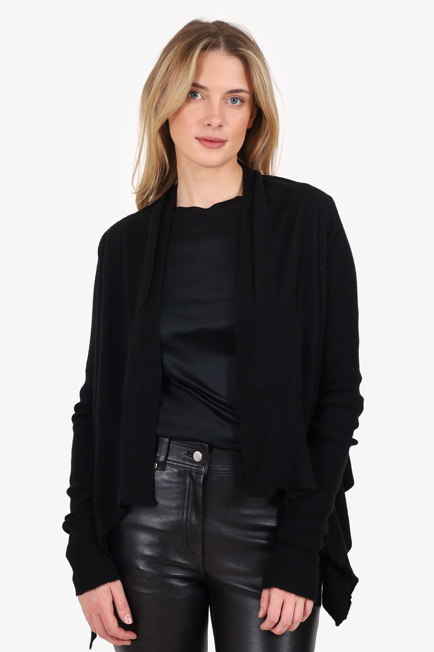 Rick Owens Black Cashmere Open igan Size XS