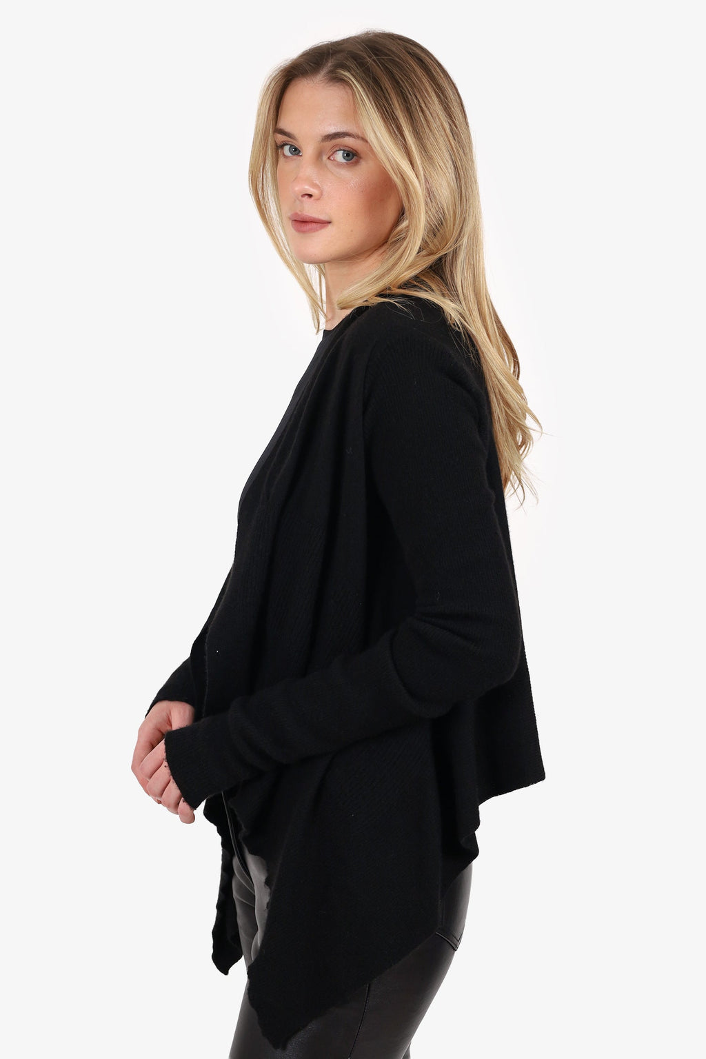 Rick Owens Black Cashmere Open igan Size XS