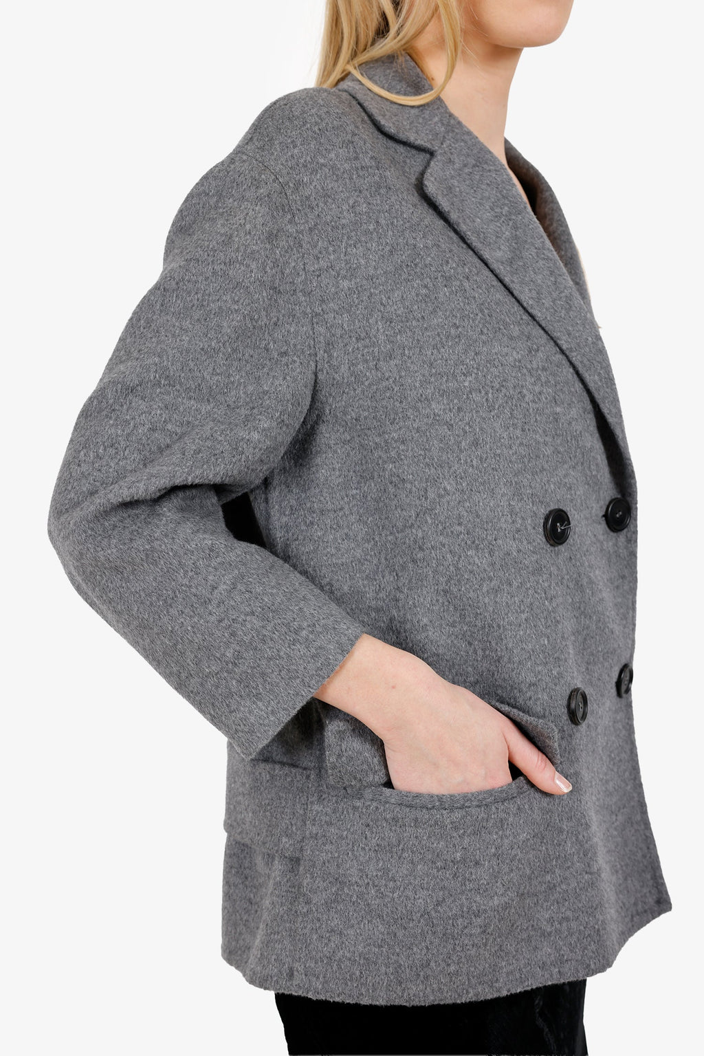 Prada Grey Wool/Angora Double Breasted Blazer Size 36