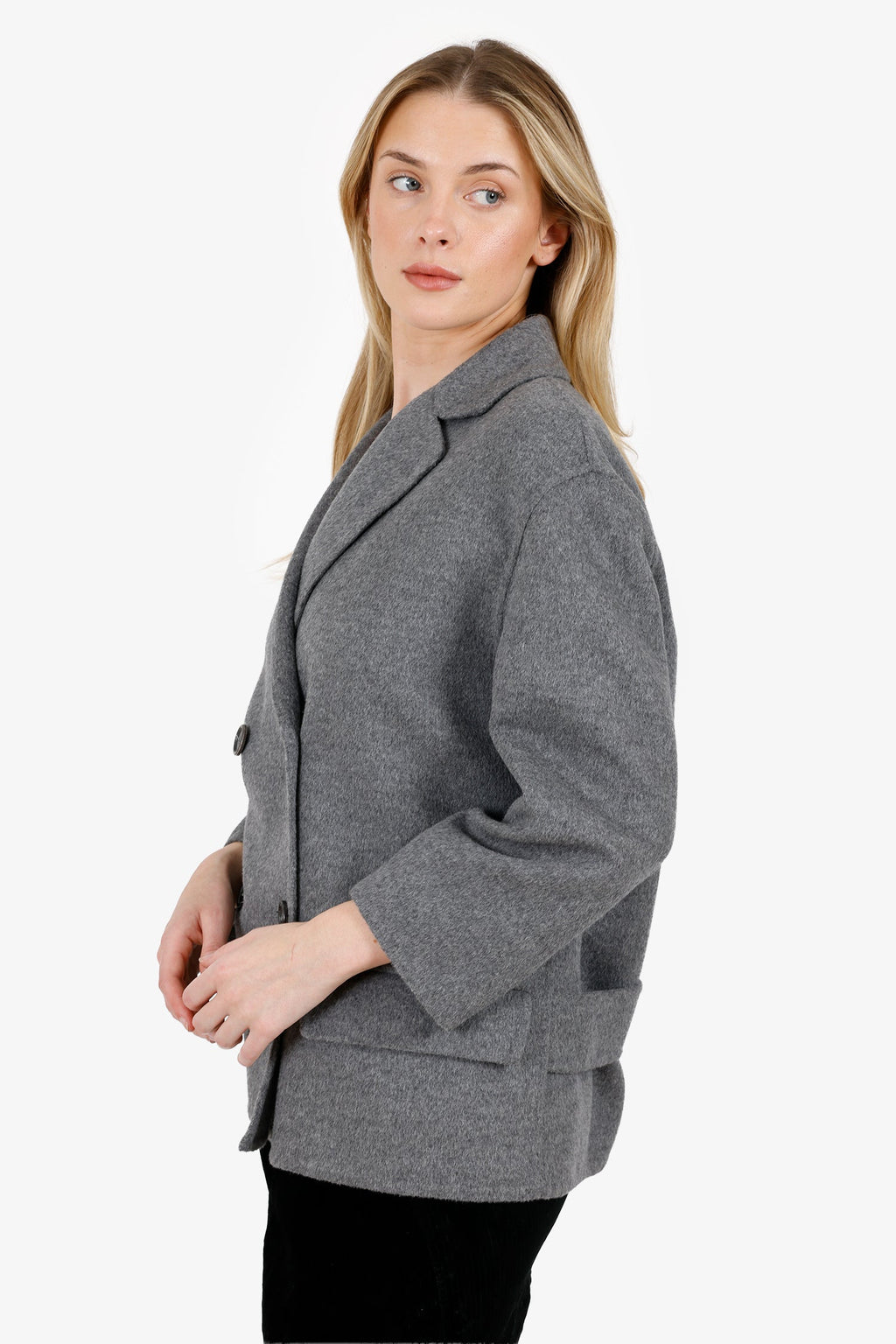 Prada Grey Wool/Angora Double Breasted Blazer Size 36