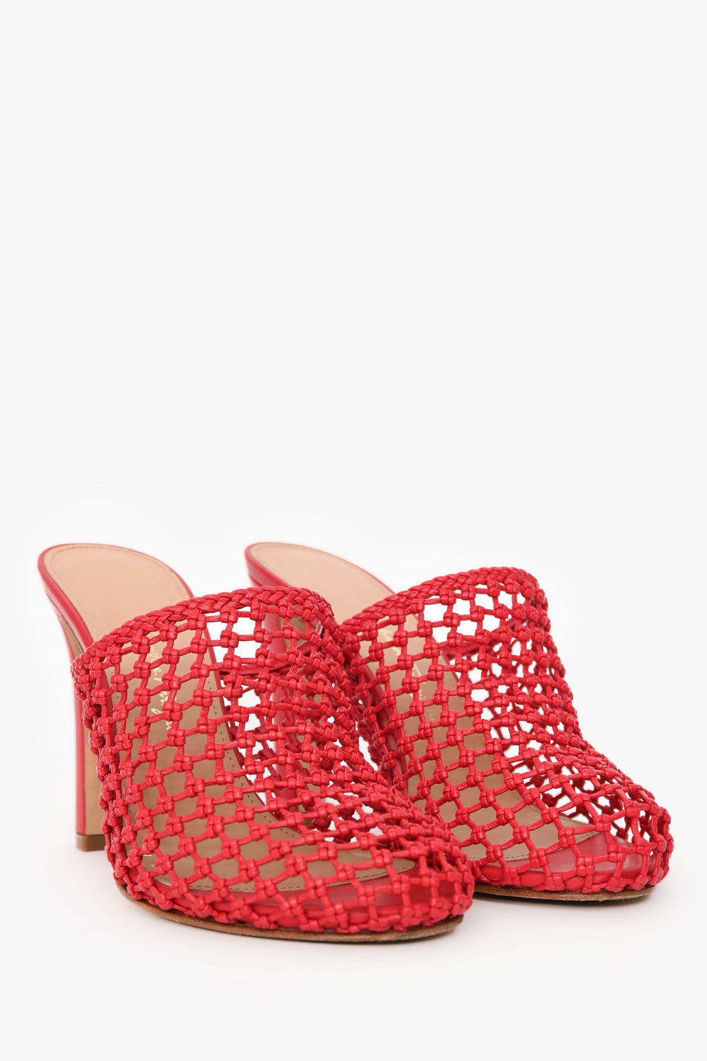 Salvatore Ferragamo Red Woven Leather Mules Size 6