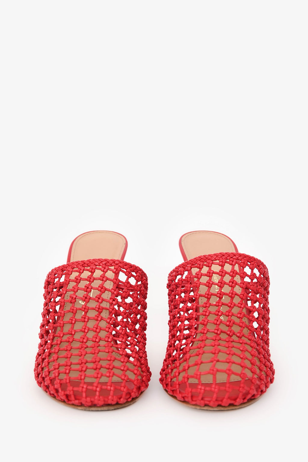 Salvatore Ferragamo Red Woven Leather Mules Size 6