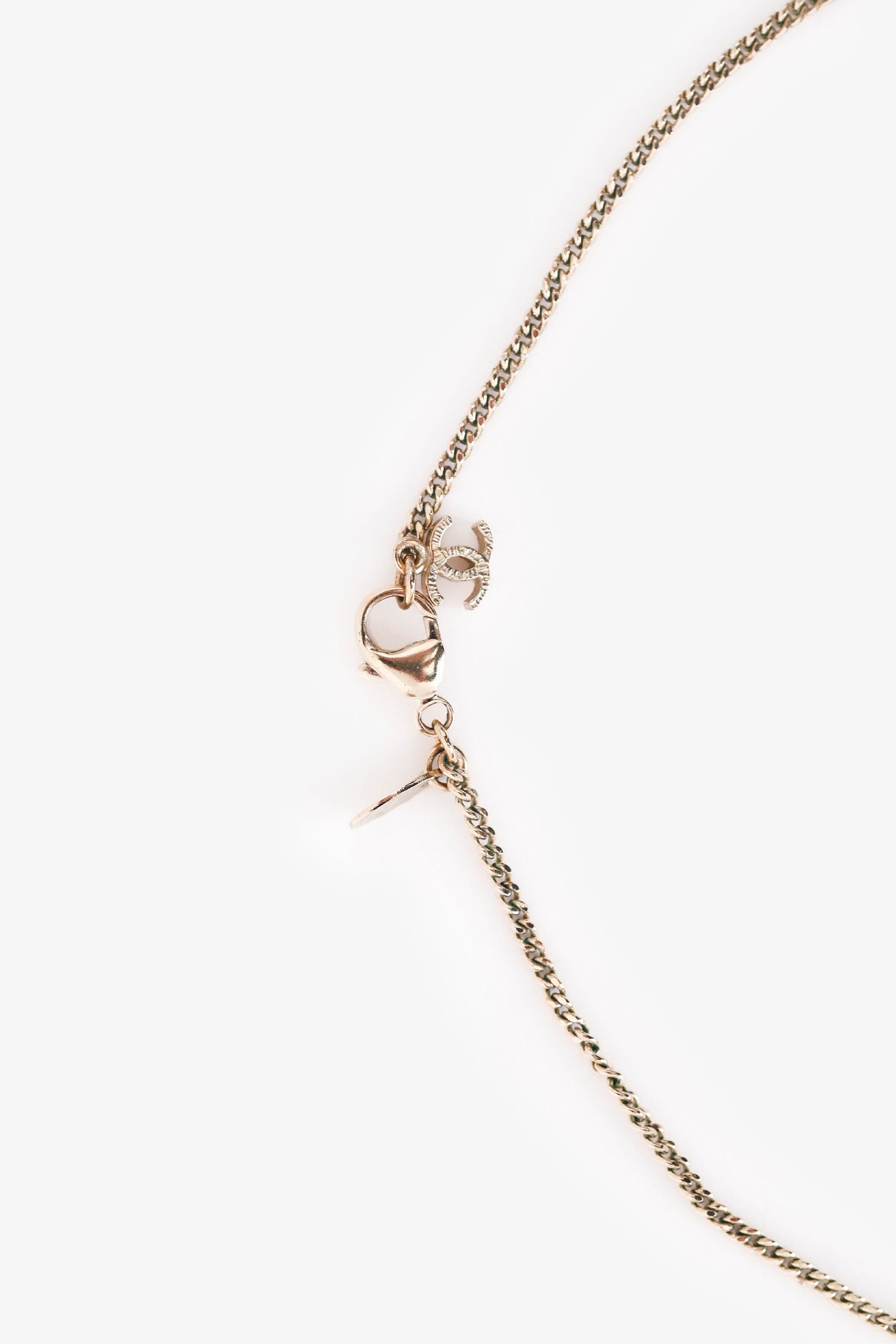 Pre-Loved Chanel™ 2013 Gold Tone Metal Tweed CC Pendant Necklace