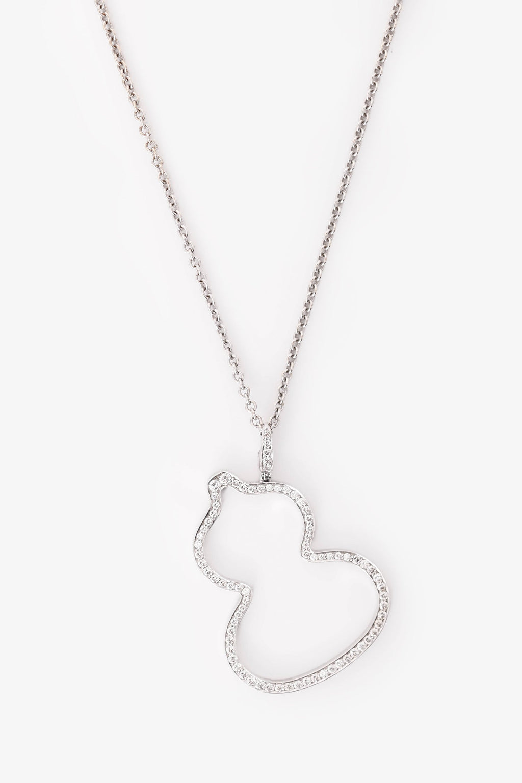 Qeelin 18K White Gold Diamond Set Wulu Largen Pendant Necklace