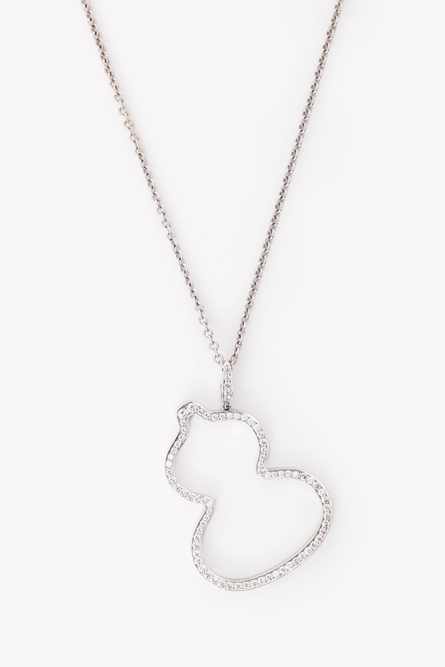 Qeelin 18K White Gold Diamond Set Wulu Largen Pendant Necklace