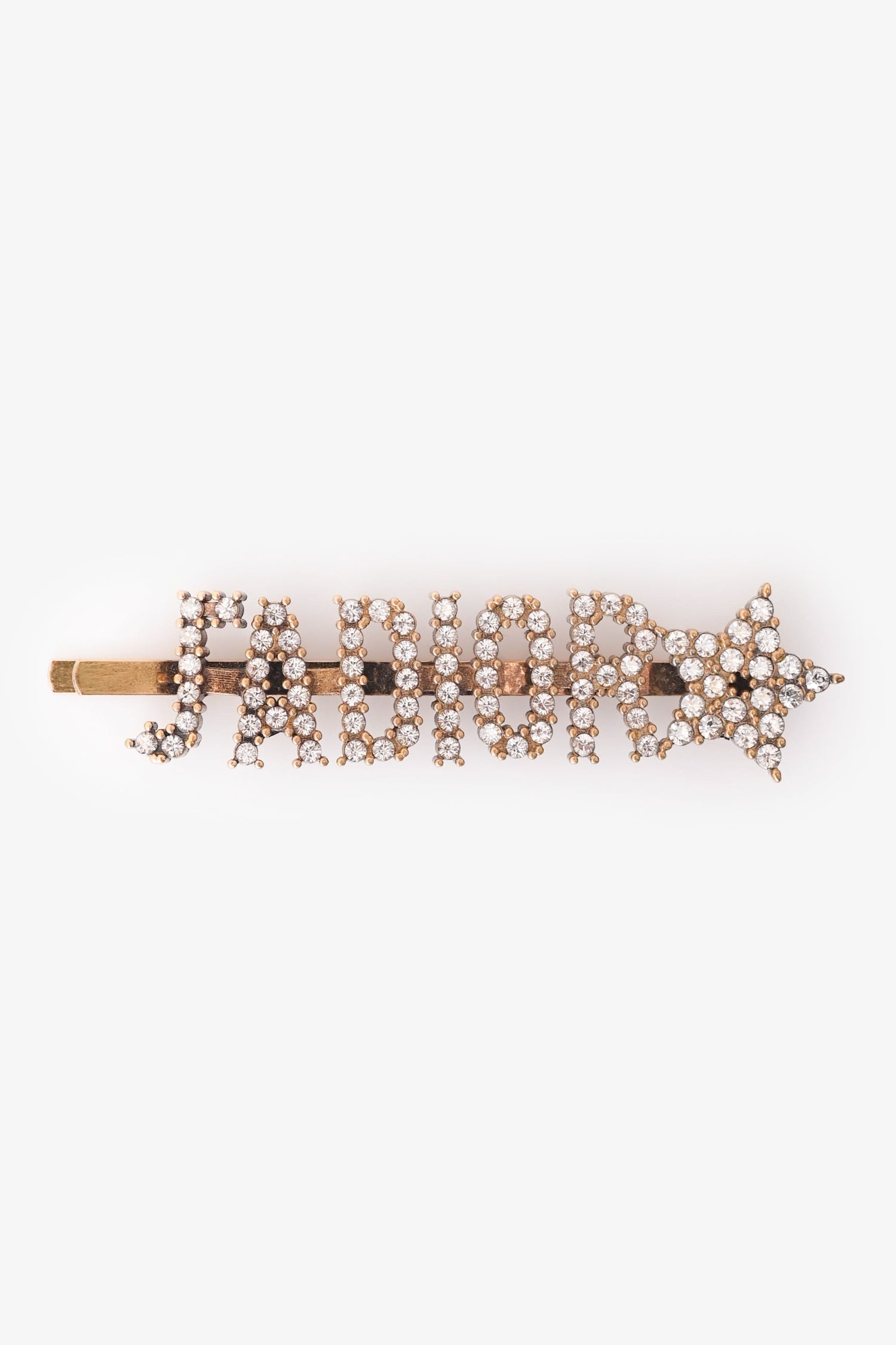 Christian Dior Aged Gold Tone Metal Crystal Embellished J'Adior Hair Clip