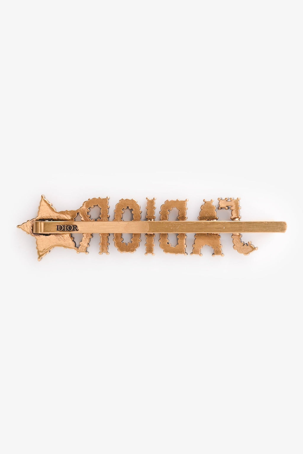 Christian Dior Aged Gold Tone Metal Crystal Embellished J'Adior Hair Clip