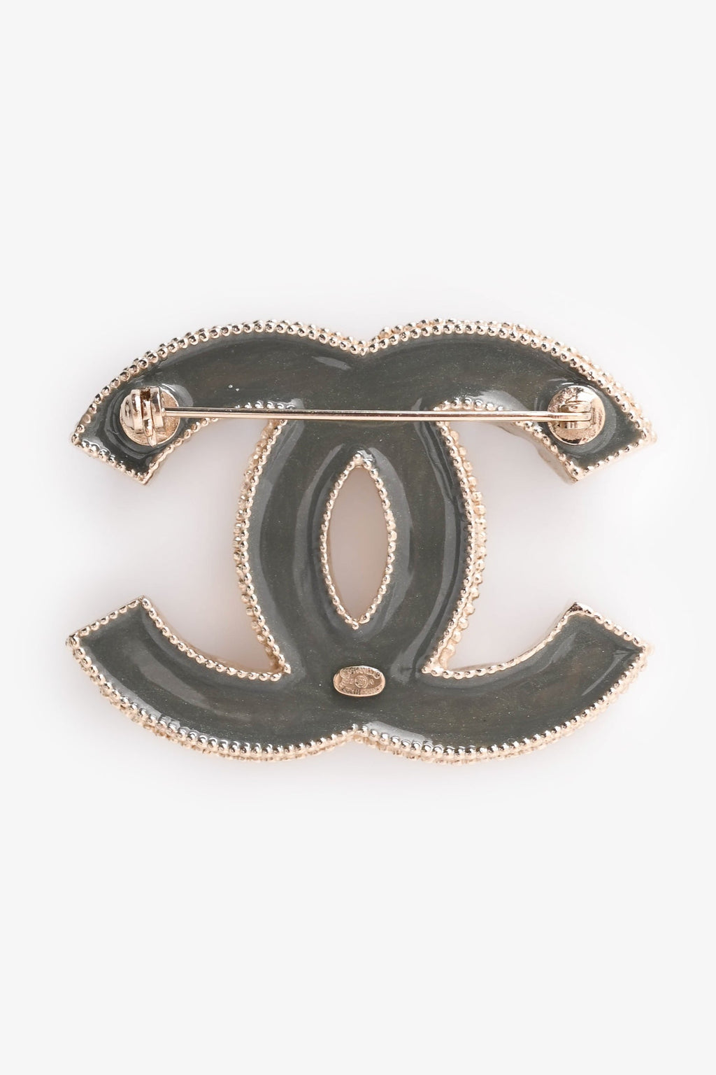 Pre-Loved Chanel™ 2012 Gold Tone Metal Crystal Embellished CC Brooch